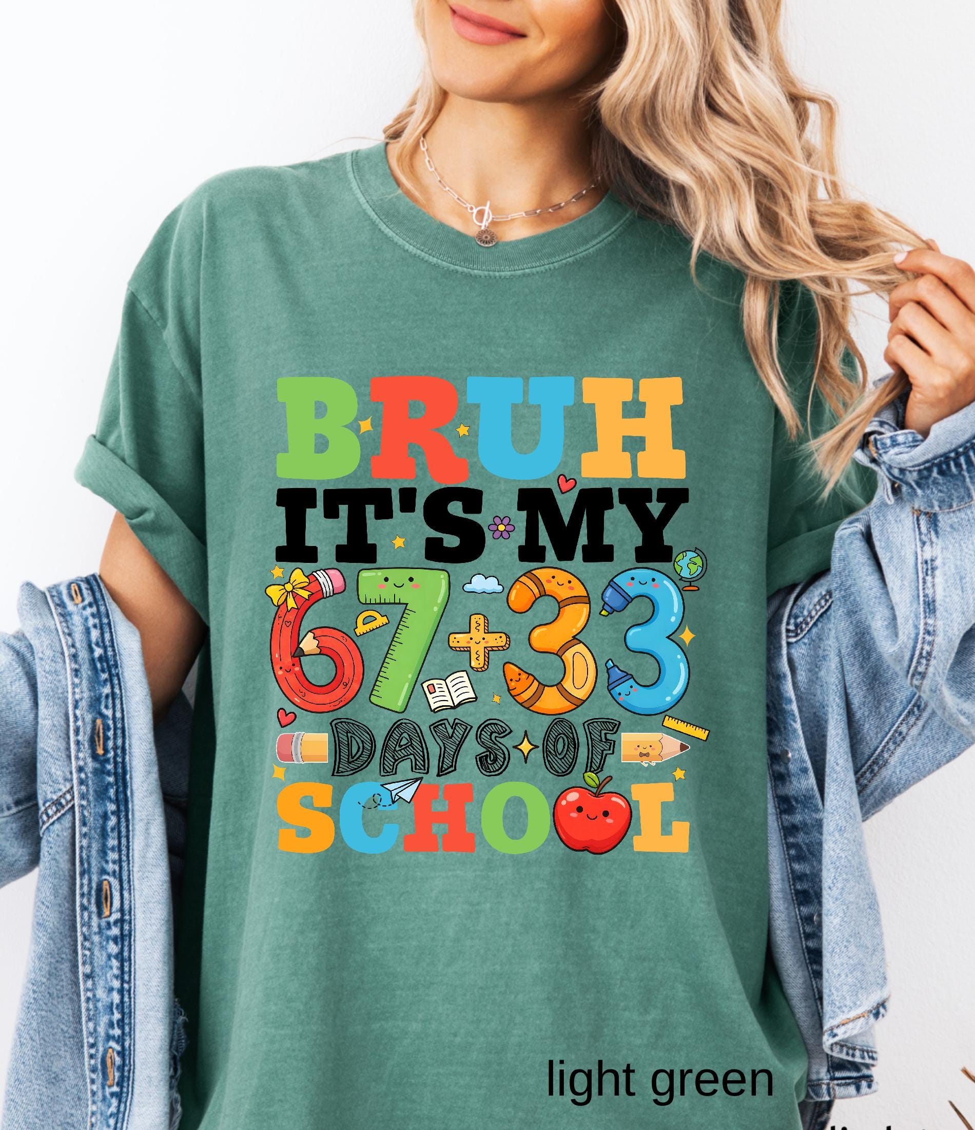 Comfort Colors© Bruh It's My 67+33 Days Of School Shirt, I Survived Classroom 100th Day Of School Shirt for Kids, Teacher Appreciation Gift