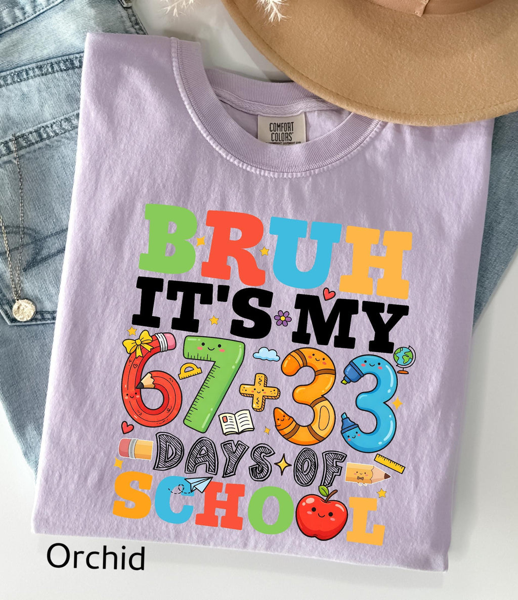 Comfort Colors© Bruh It's My 67+33 Days Of School Shirt, I Survived Classroom 100th Day Of School Shirt for Kids, Teacher Appreciation Gift