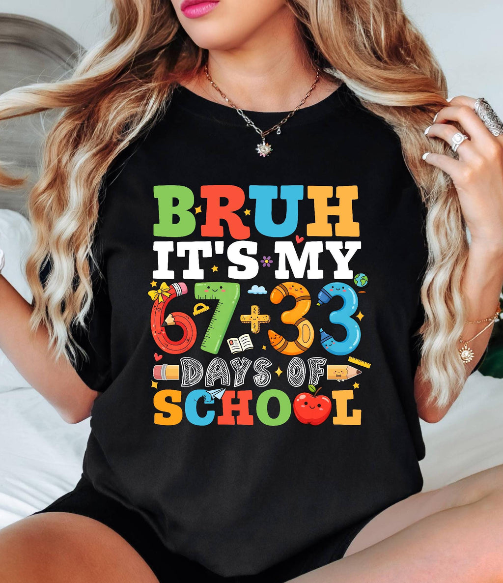 Comfort Colors© Bruh It's My 67+33 Days Of School Shirt, I Survived Classroom 100th Day Of School Shirt for Kids, Teacher Appreciation Gift