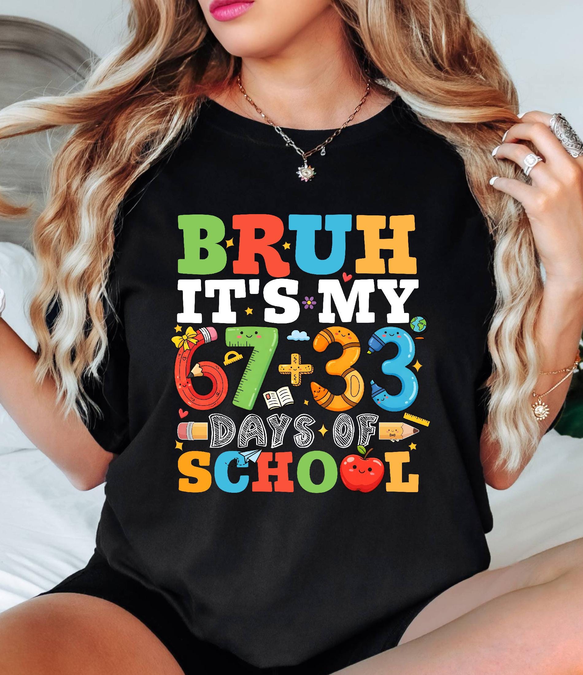 Comfort Colors© Bruh It's My 67+33 Days Of School Shirt, I Survived Classroom 100th Day Of School Shirt for Kids, Teacher Appreciation Gift