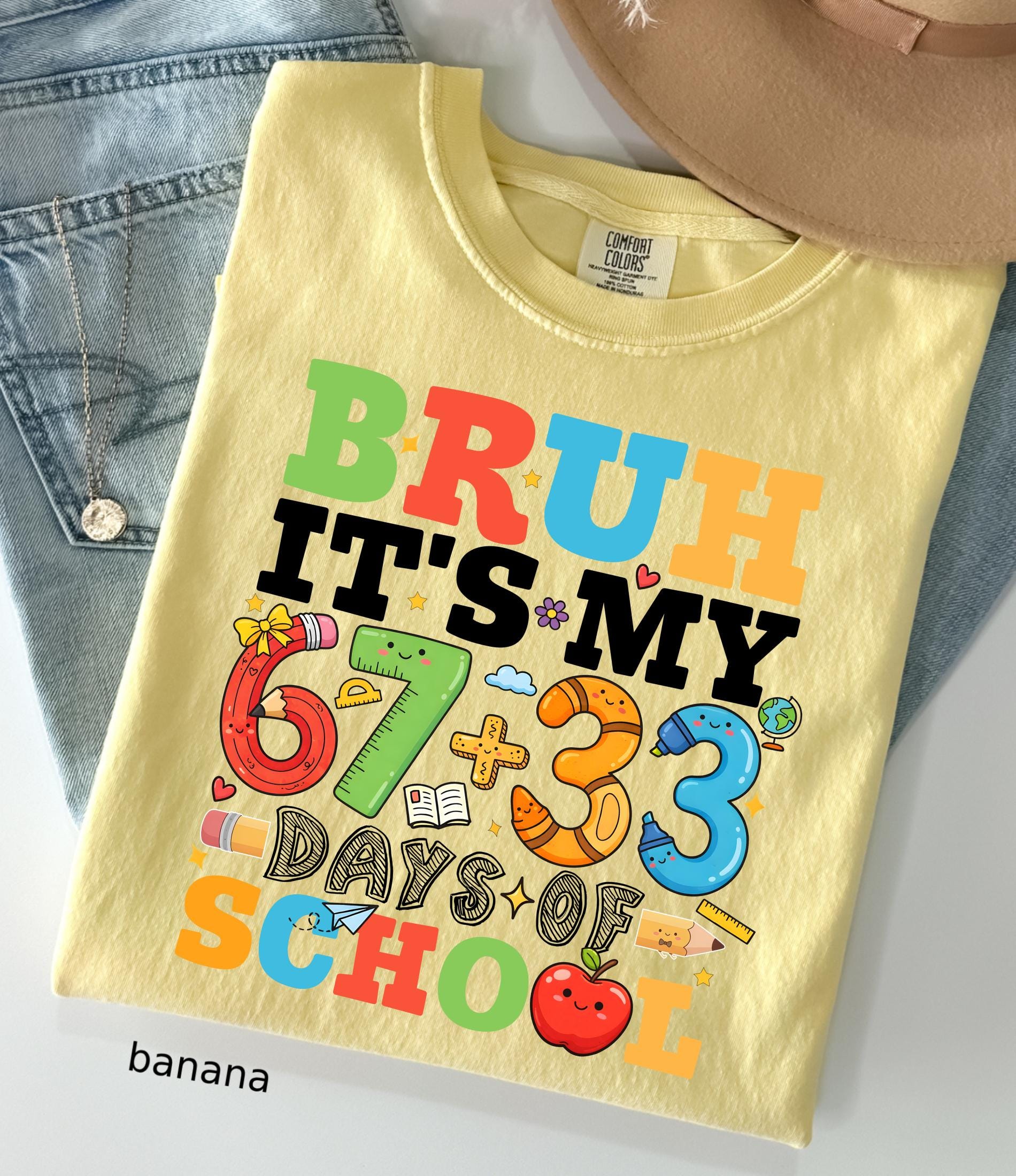 Comfort Colors© Bruh It's My 67+33 Days Of School Shirt, I Survived Classroom 100th Day Of School Shirt for Kids, Teacher Appreciation Gift