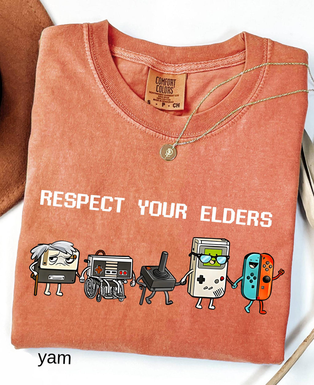 Comfort Colors© Respect Your Elders Gaming Shirt, Vintage Funny Old Gamer Tee, Retro Video Game T-Shirt