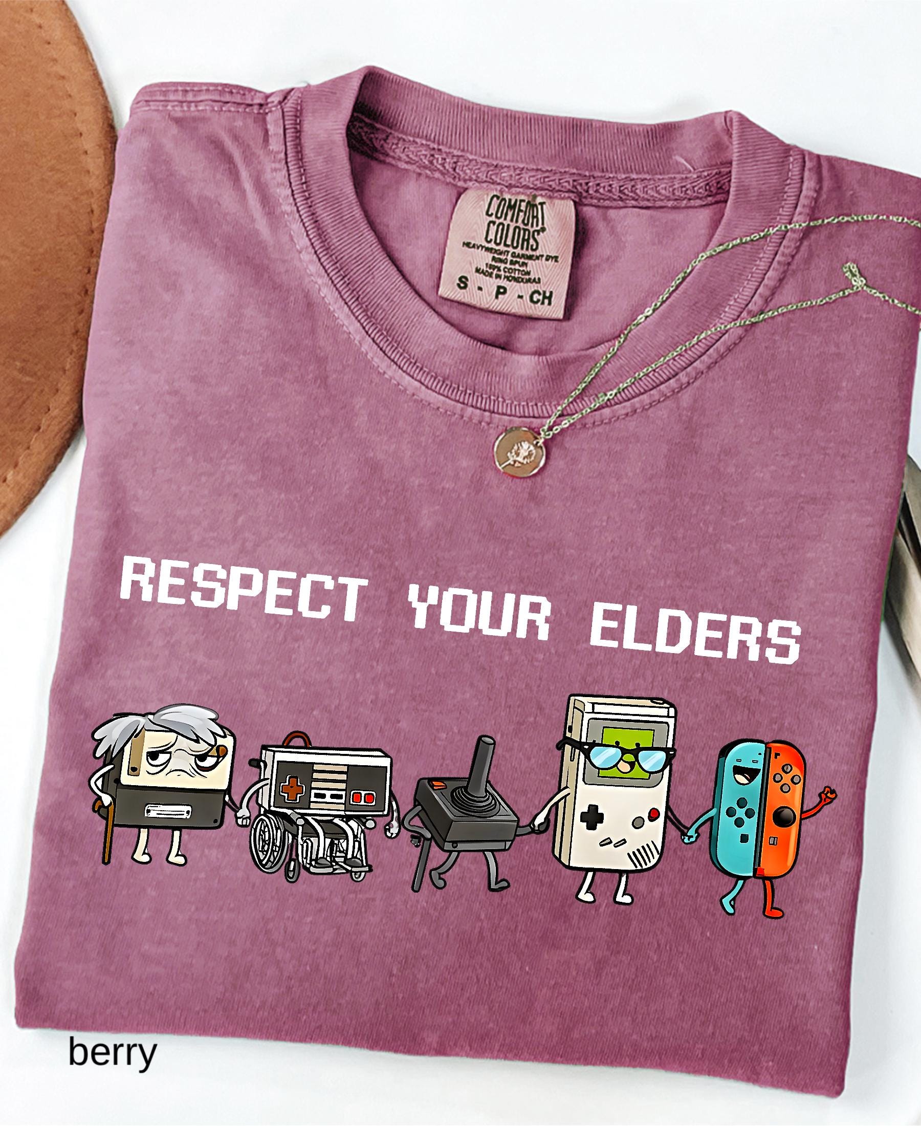 Comfort Colors© Respect Your Elders Gaming Shirt, Vintage Funny Old Gamer Tee, Retro Video Game T-Shirt