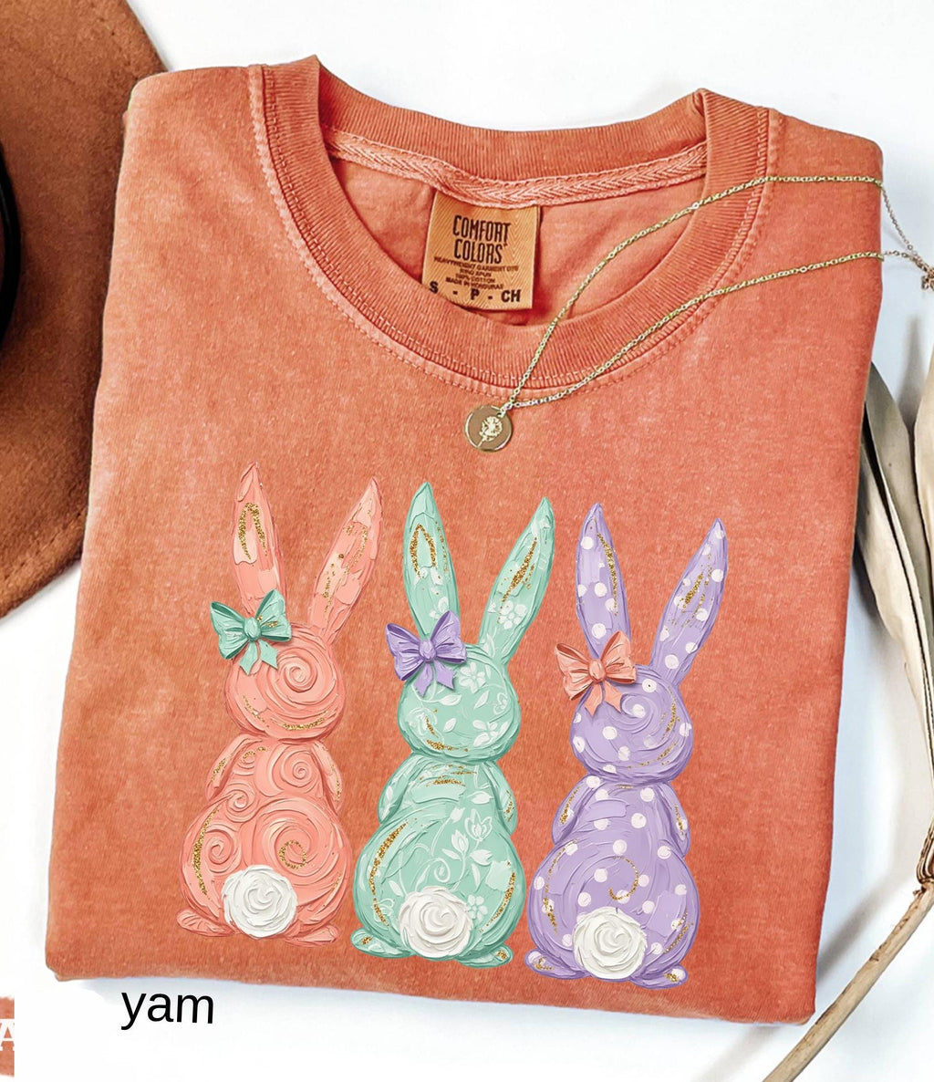 Comfort Colors© Retro Easter Bunny Shirt: Coquette Bow Spring Womens Easter Shirt, Happy Pastel Easter Mama Shirt
