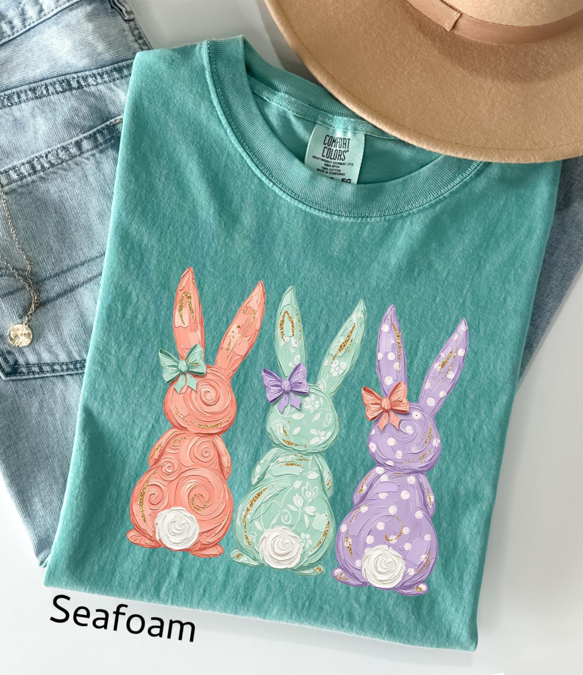 Comfort Colors© Retro Easter Bunny Shirt: Coquette Bow Spring Womens Easter Shirt, Happy Pastel Easter Mama Shirt