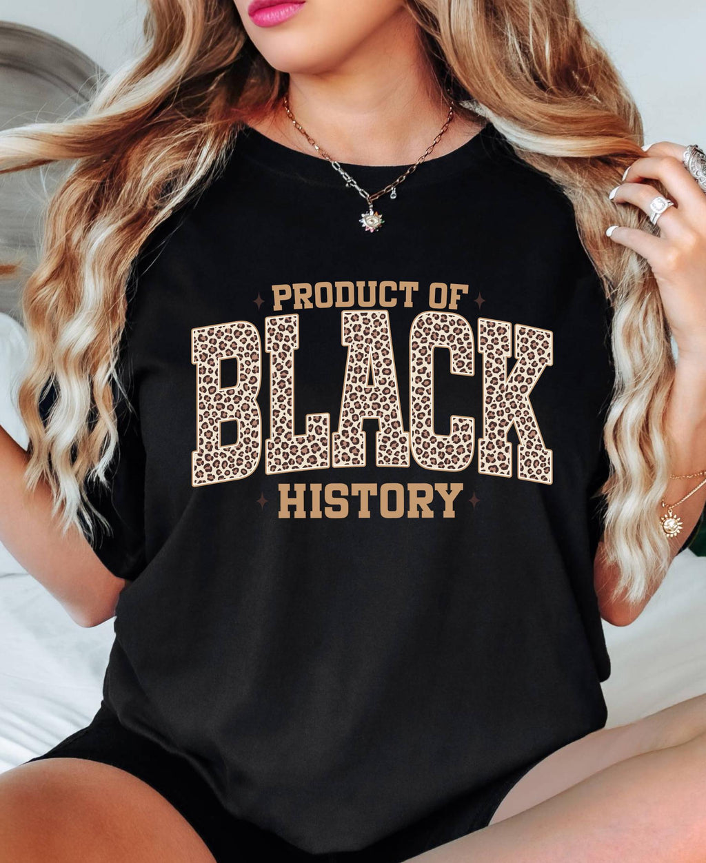 Comfort Colors© Leopard Product Of Black History Shirt: Black Culture Women Tee, Celebrating the Movement MLK Day Gift