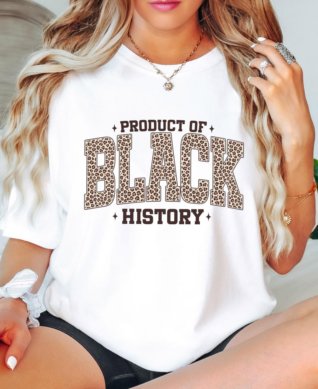 Comfort Colors© Leopard Product Of Black History Shirt: Black Culture Women Tee, Celebrating the Movement MLK Day Gift