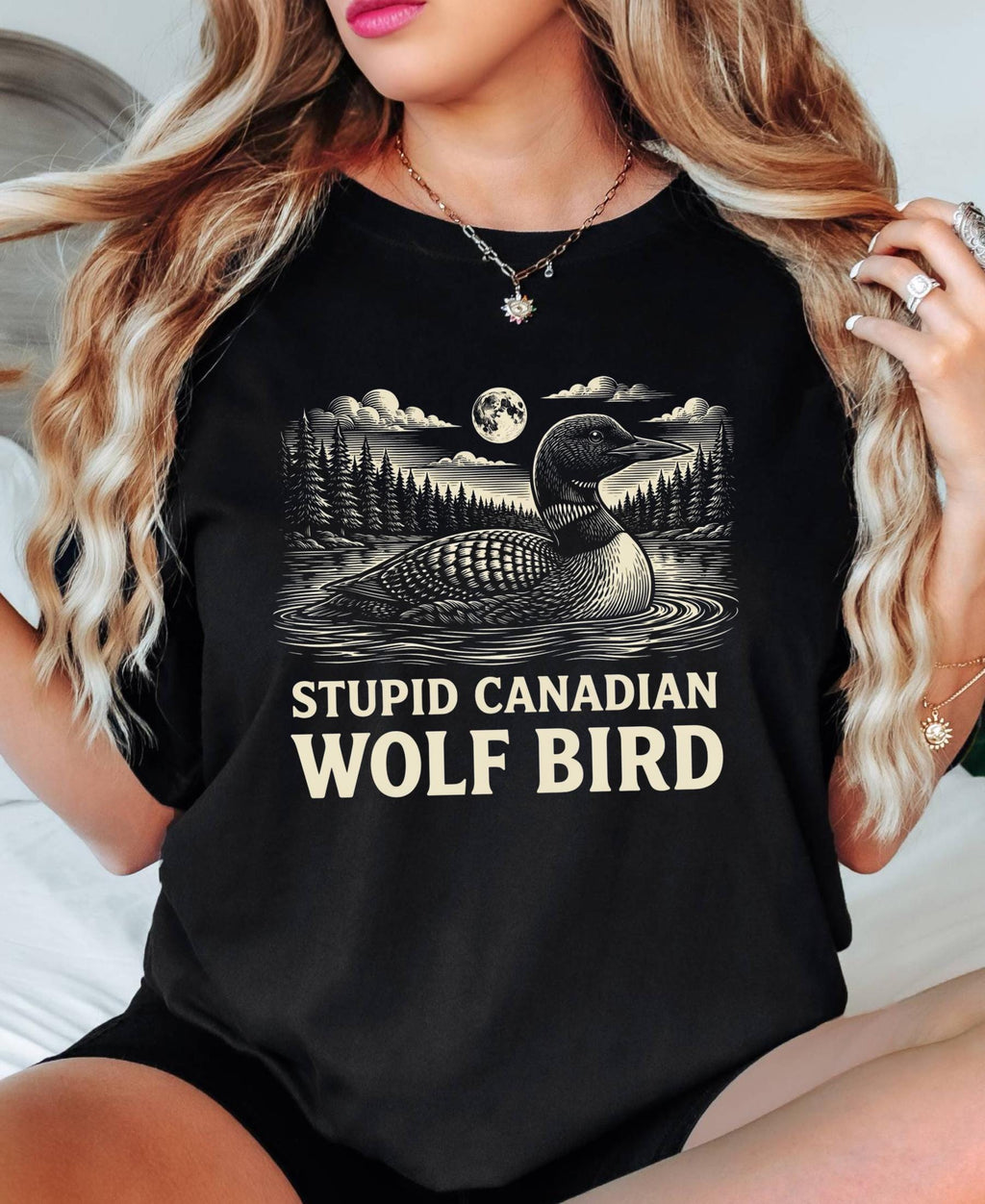 Comfort Colors© Stupid Canadian Wolf Bird Shirt, Sarcastic Animal Graphic Tee LGBT Gift
