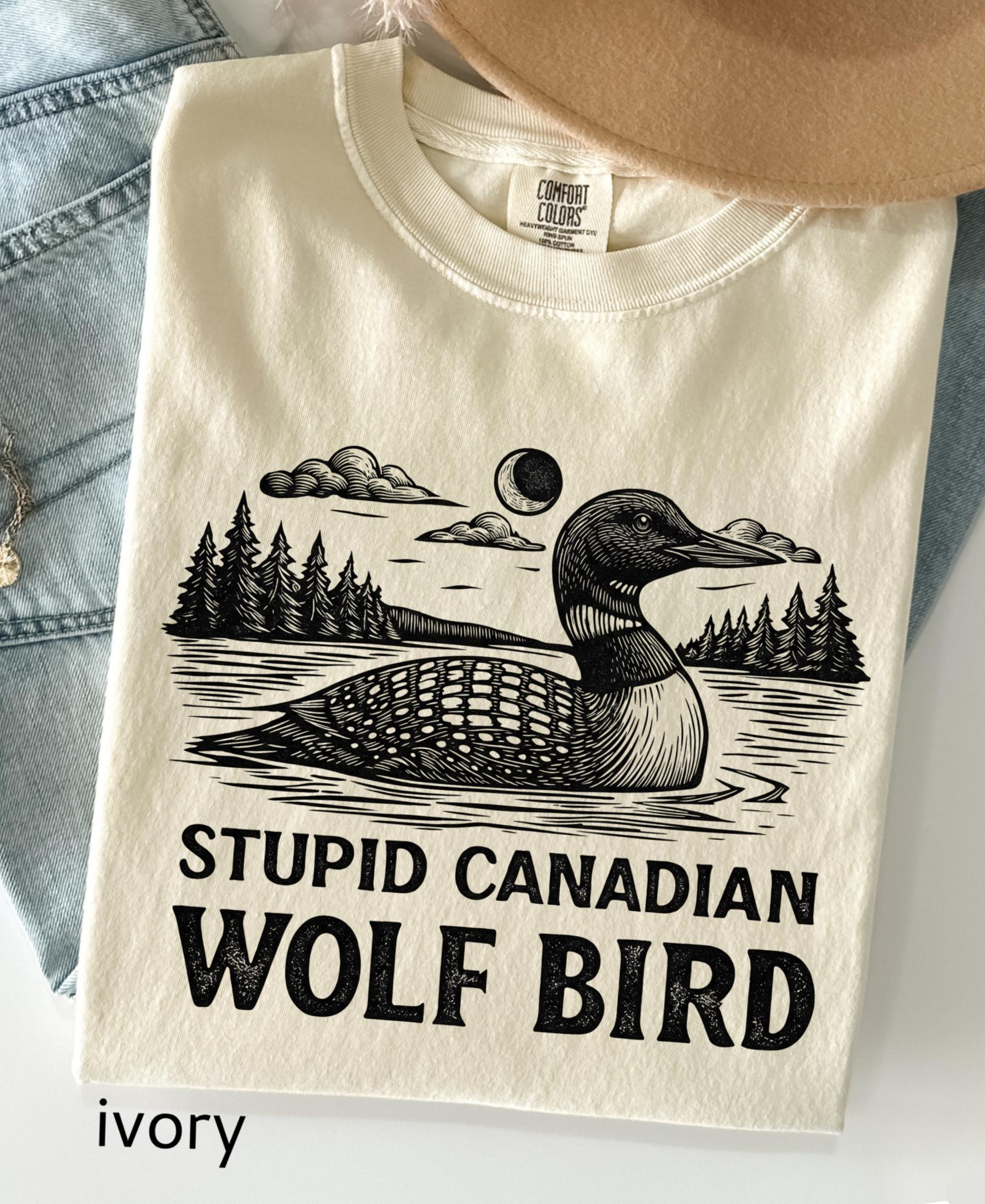 Comfort Colors© Stupid Canadian Wolf Bird Shirt, Sarcastic Animal Graphic Tee LGBT Gift