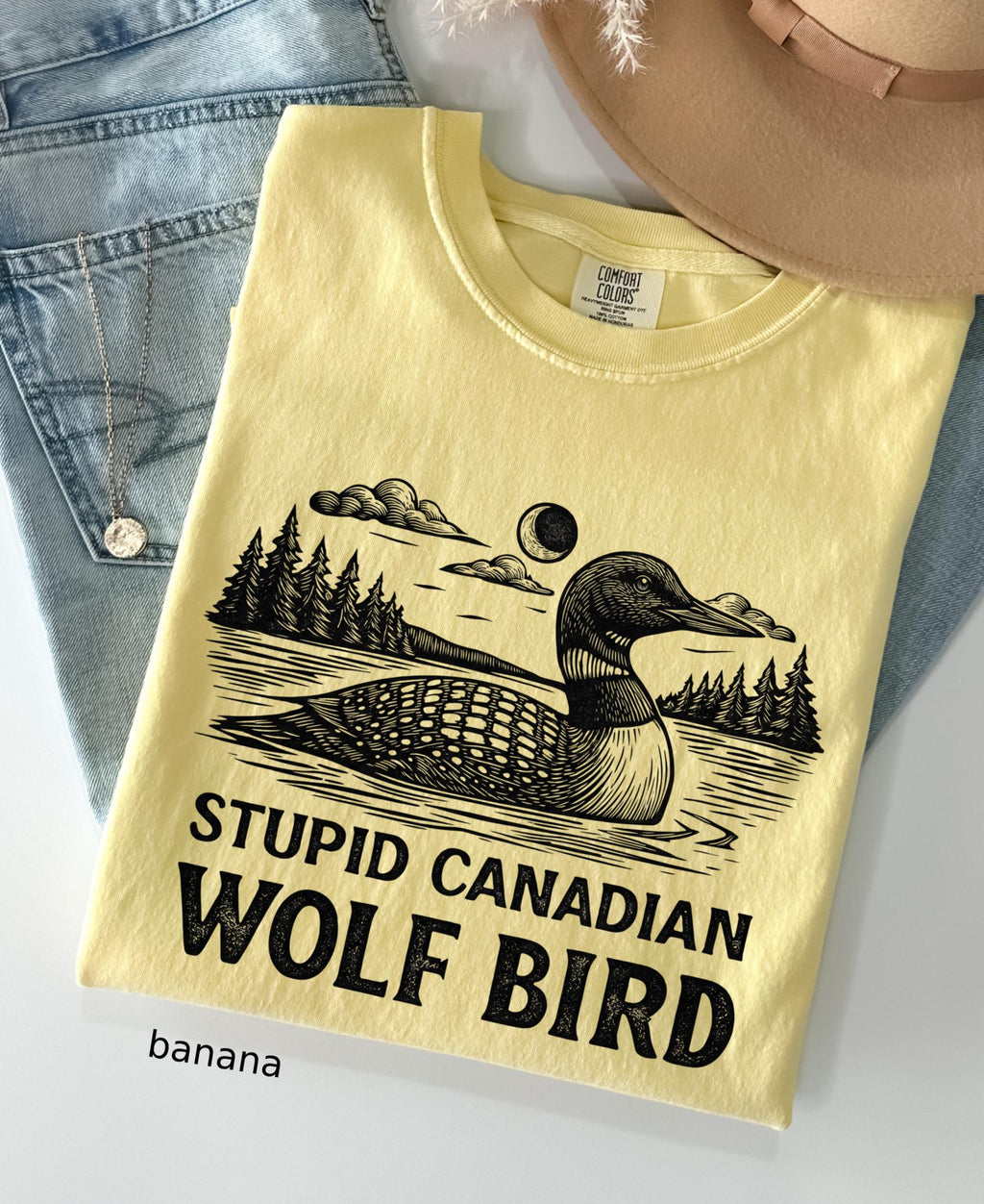 Comfort Colors© Stupid Canadian Wolf Bird Shirt, Sarcastic Animal Graphic Tee LGBT Gift