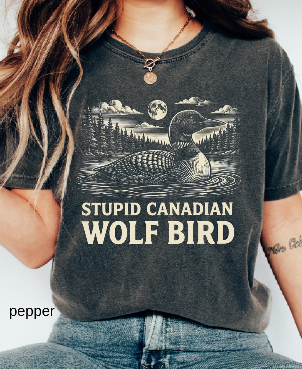 Comfort Colors© Stupid Canadian Wolf Bird Shirt, Sarcastic Animal Graphic Tee LGBT Gift