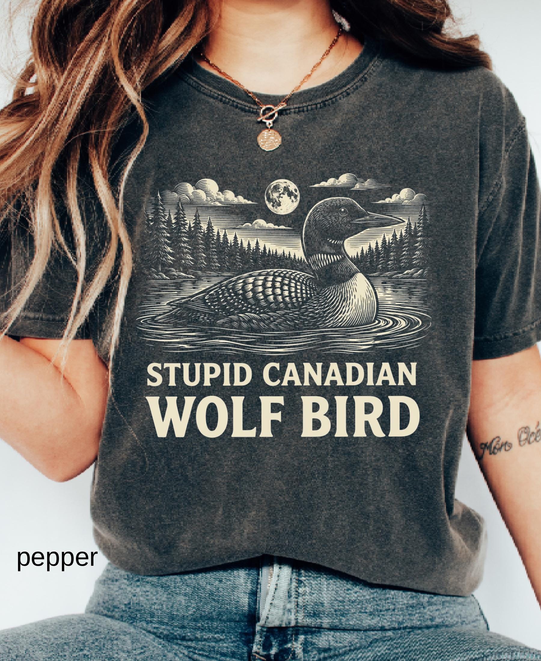 Comfort Colors© Stupid Canadian Wolf Bird Shirt, Sarcastic Animal Graphic Tee LGBT Gift