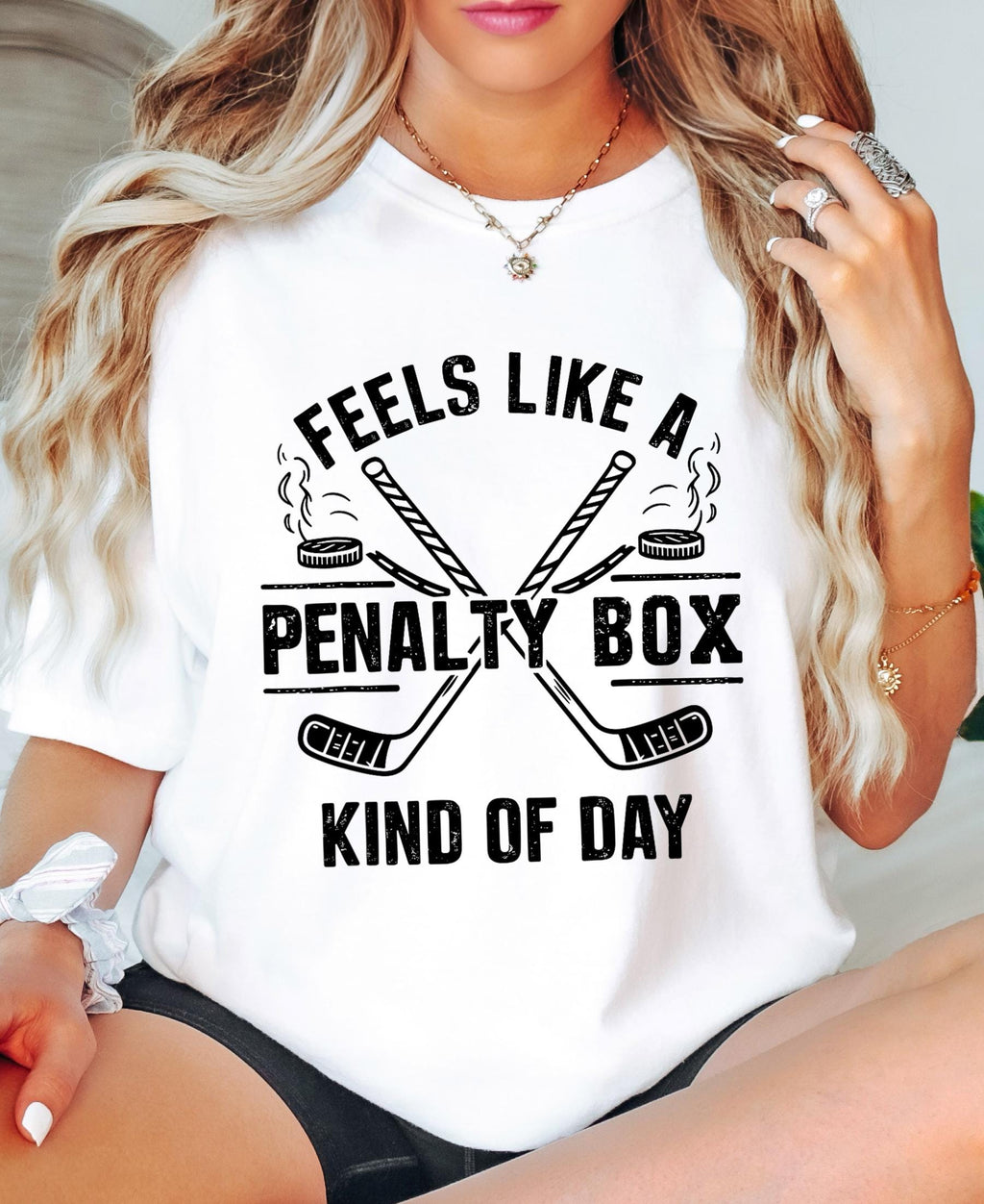 Comfort Colors© Feels Like A Penalty Box Kind Of Day Shirt: Funny Hockey Player Gift, Cozy Ice Hockey Mom Tee, Game Day Fan Player Jersey