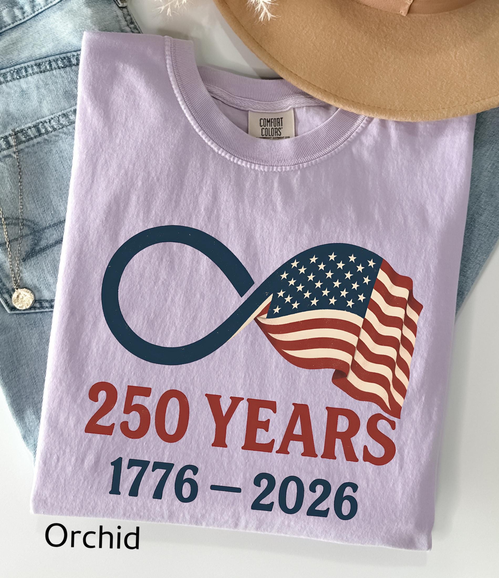 Comfort Colors© Retro Usa 250 Shirt, Independence Day Celebrate 250th Anniversary Shirt Usa Flag Tee 4th of July Patriotic Gift
