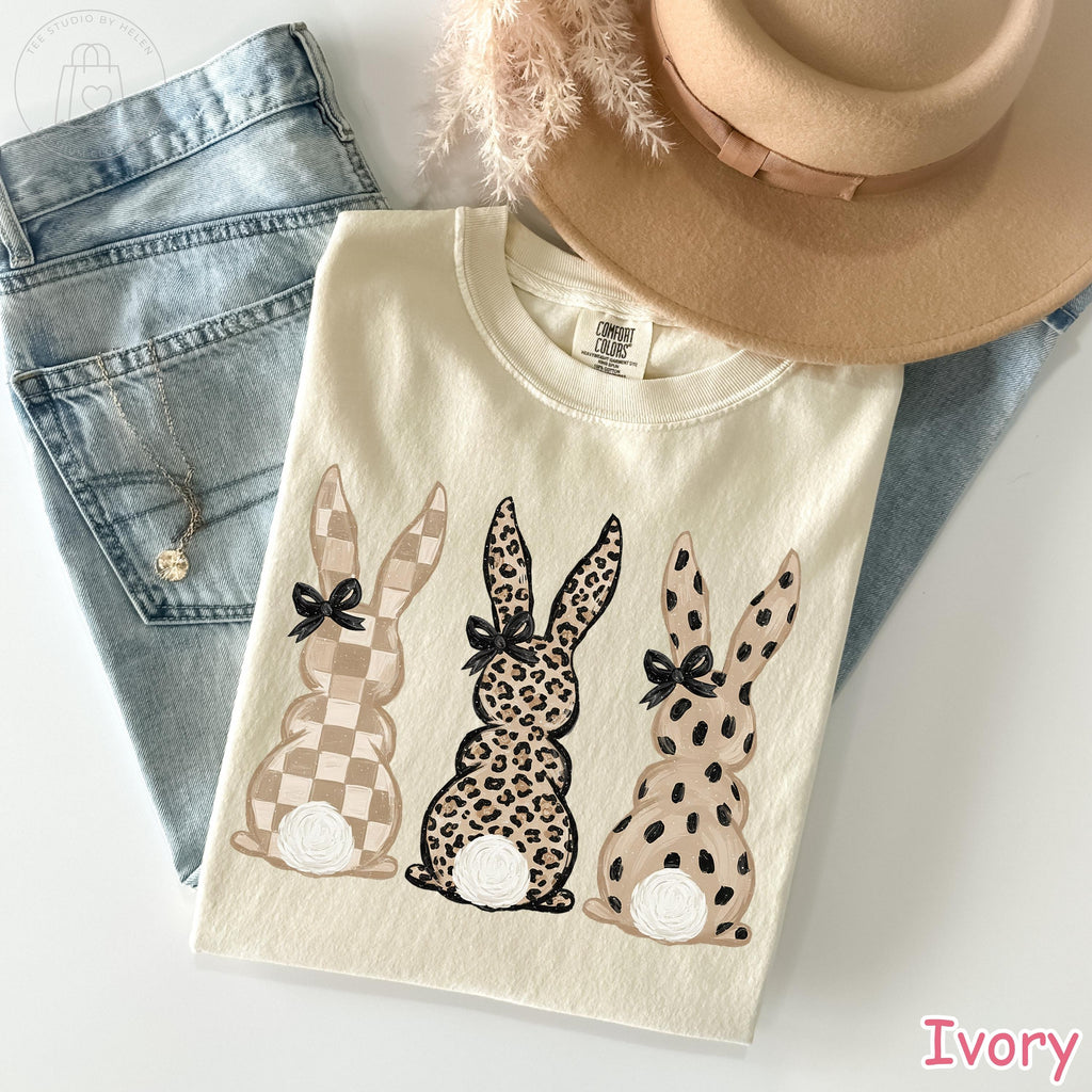 Comfort Colors Checkered Leopard Easter Bunny Shirt, Gift for Women