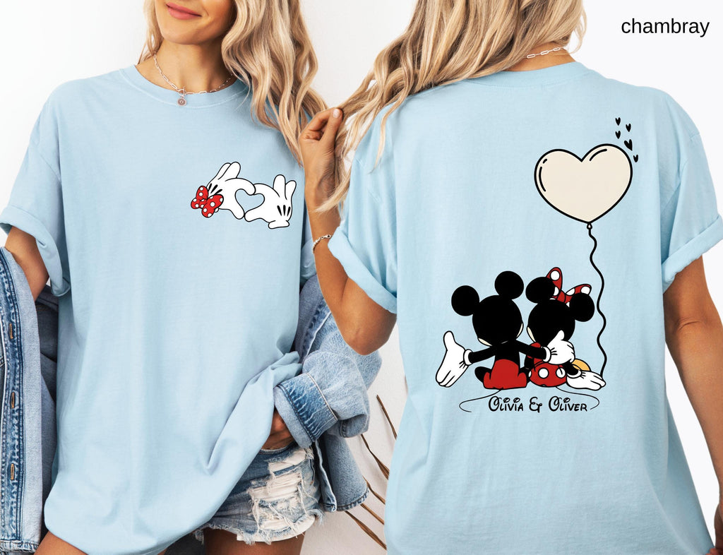 Comfort Colors© Custom Disneyland Sweethearts Nite Shirt: Retro Mickey and Friends Valentine’s Day Love Tee, Matching Couple Gift