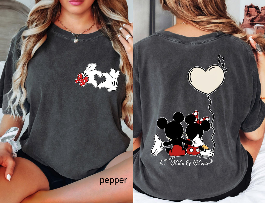 Comfort Colors© Custom Disneyland Sweethearts Nite Shirt: Retro Mickey and Friends Valentine’s Day Love Tee, Matching Couple Gift
