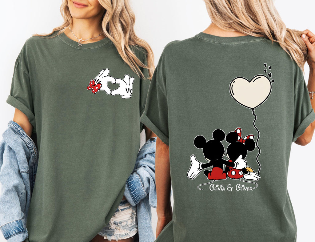 Comfort Colors© Custom Disneyland Sweethearts Nite Shirt: Retro Mickey and Friends Valentine’s Day Love Tee, Matching Couple Gift