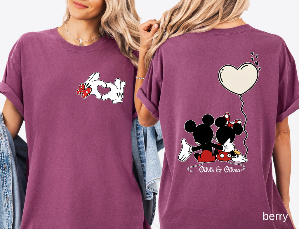 Comfort Colors© Custom Disneyland Sweethearts Nite Shirt: Retro Mickey and Friends Valentine’s Day Love Tee, Matching Couple Gift