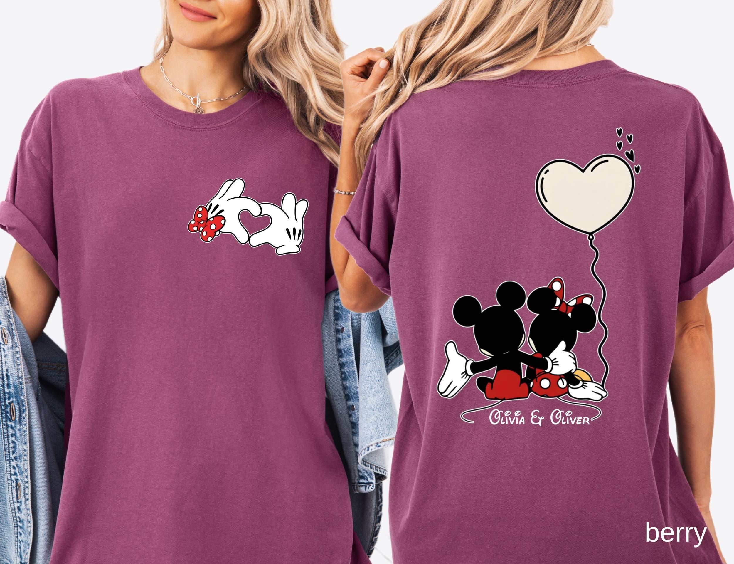 Comfort Colors© Custom Disneyland Sweethearts Nite Shirt: Retro Mickey and Friends Valentine’s Day Love Tee, Matching Couple Gift