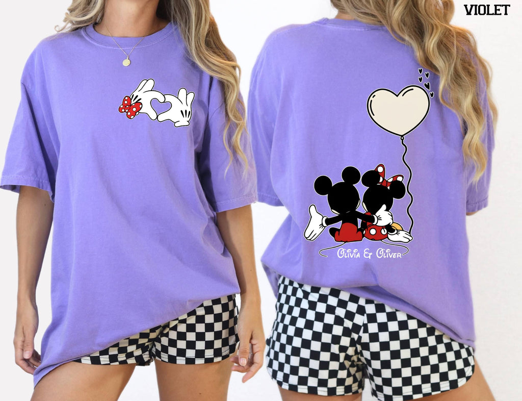 Comfort Colors© Custom Disneyland Sweethearts Nite Shirt: Retro Mickey and Friends Valentine’s Day Love Tee, Matching Couple Gift