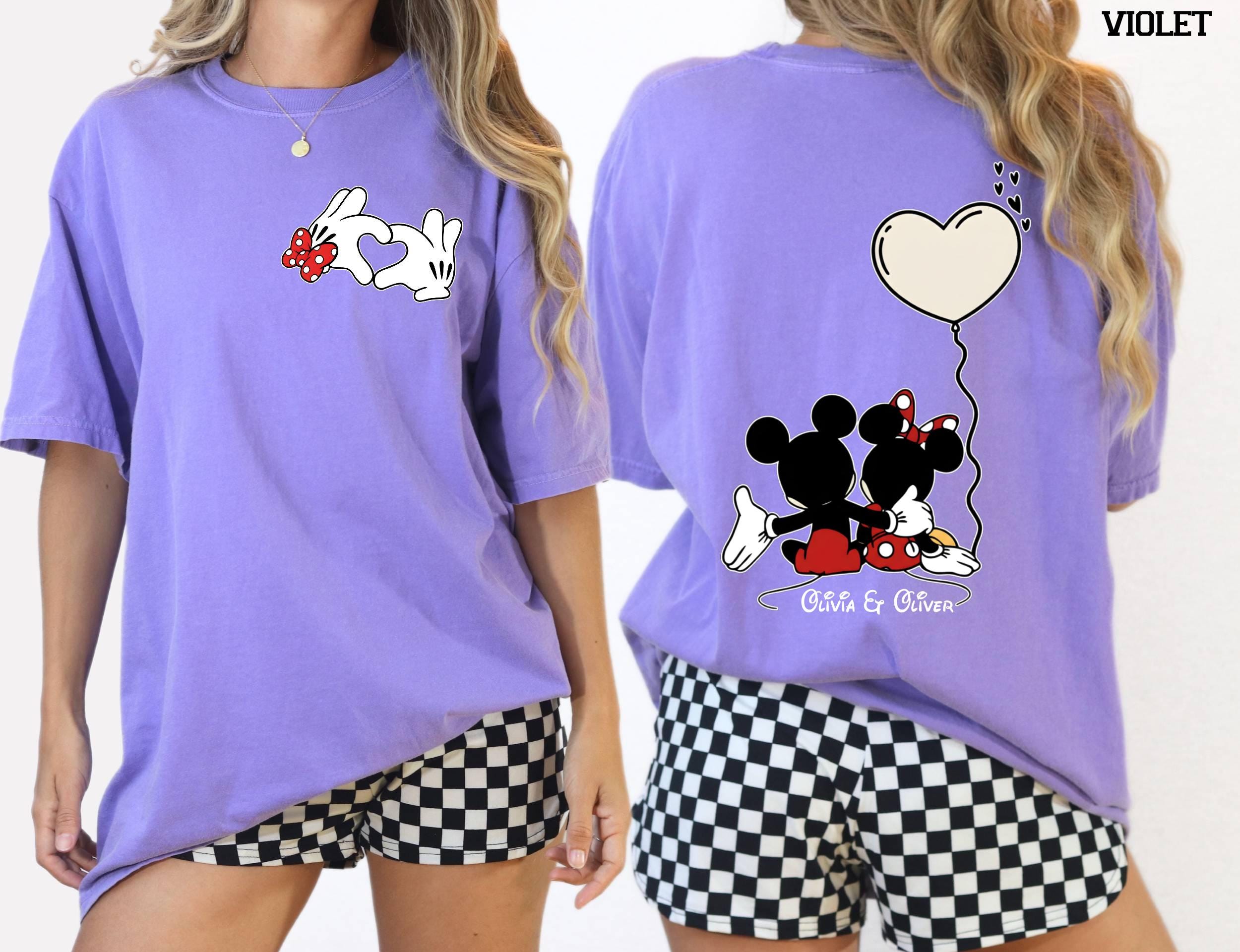 Comfort Colors© Custom Disneyland Sweethearts Nite Shirt: Retro Mickey and Friends Valentine’s Day Love Tee, Matching Couple Gift