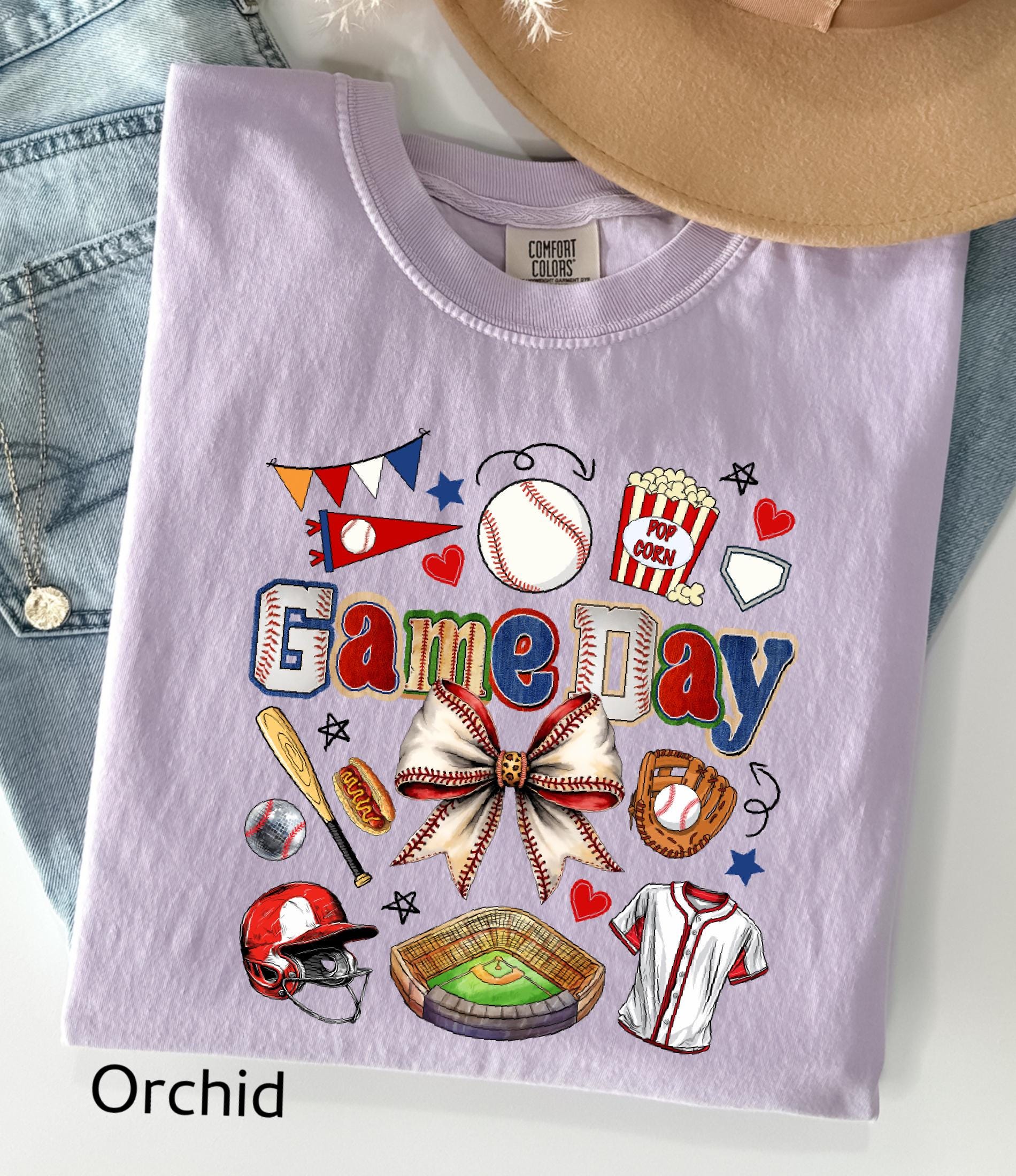 Game Day Baseball Bow Comfort Colors© Shirt: Ballpark Mama Shirt, Sport Game Day Mom Shirt, Baseball Season Tee, Baseball Lover Gift