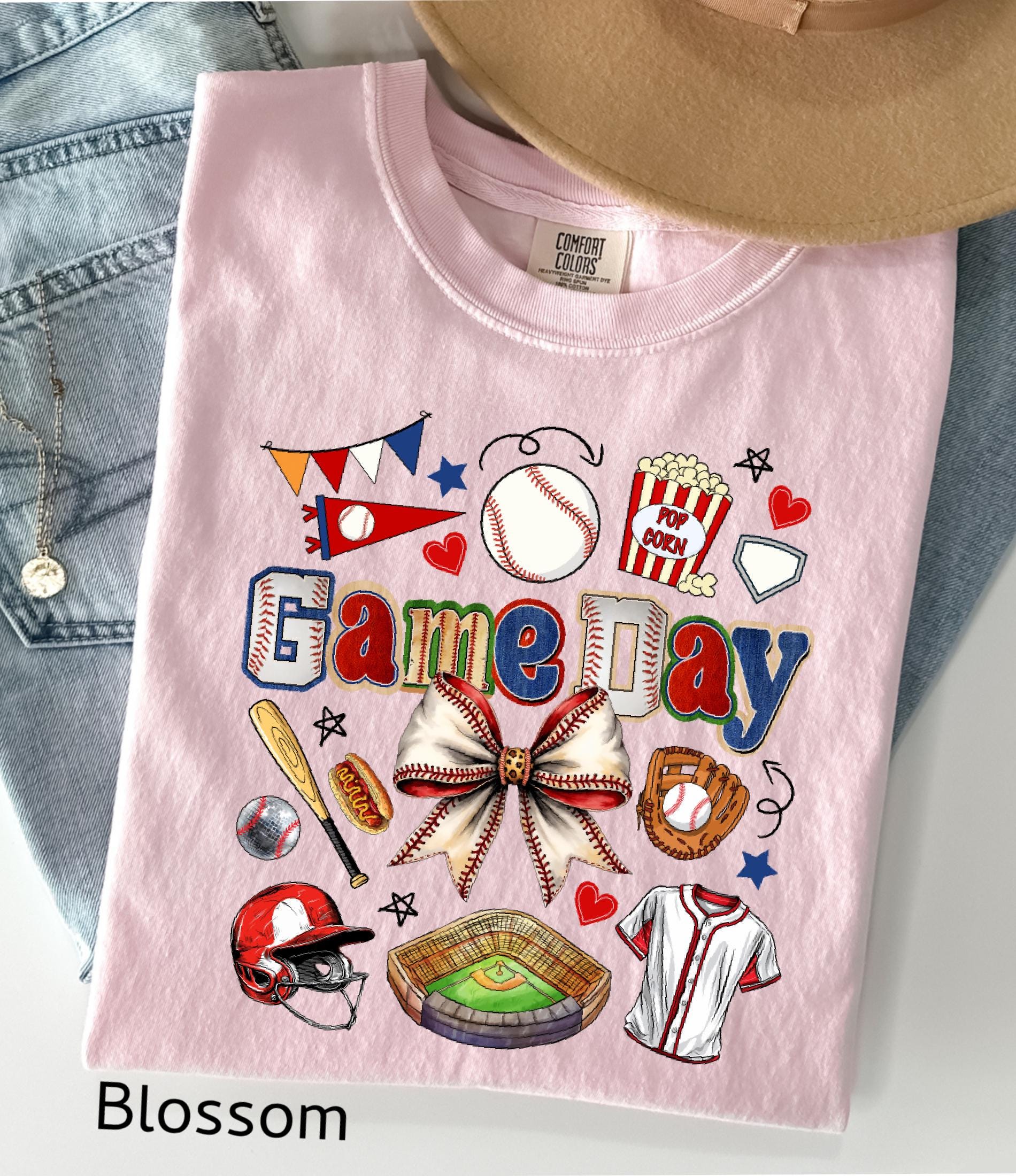 Game Day Baseball Bow Comfort Colors© Shirt: Ballpark Mama Shirt, Sport Game Day Mom Shirt, Baseball Season Tee, Baseball Lover Gift