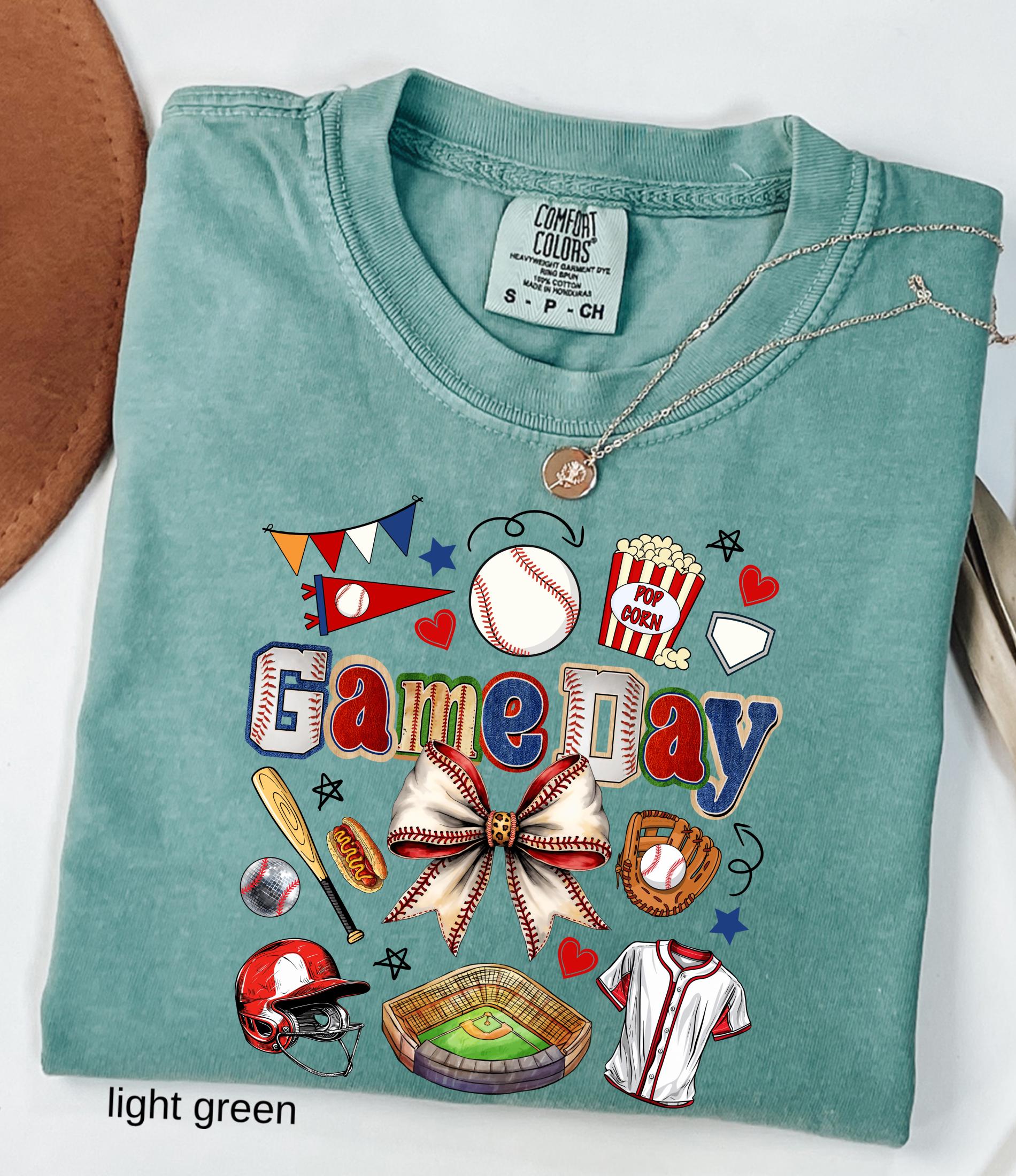Game Day Baseball Bow Comfort Colors© Shirt: Ballpark Mama Shirt, Sport Game Day Mom Shirt, Baseball Season Tee, Baseball Lover Gift