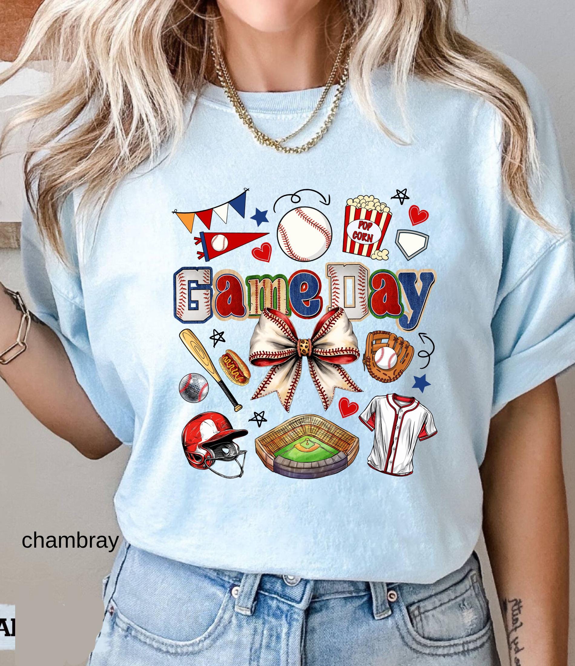Game Day Baseball Bow Comfort Colors© Shirt: Ballpark Mama Shirt, Sport Game Day Mom Shirt, Baseball Season Tee, Baseball Lover Gift