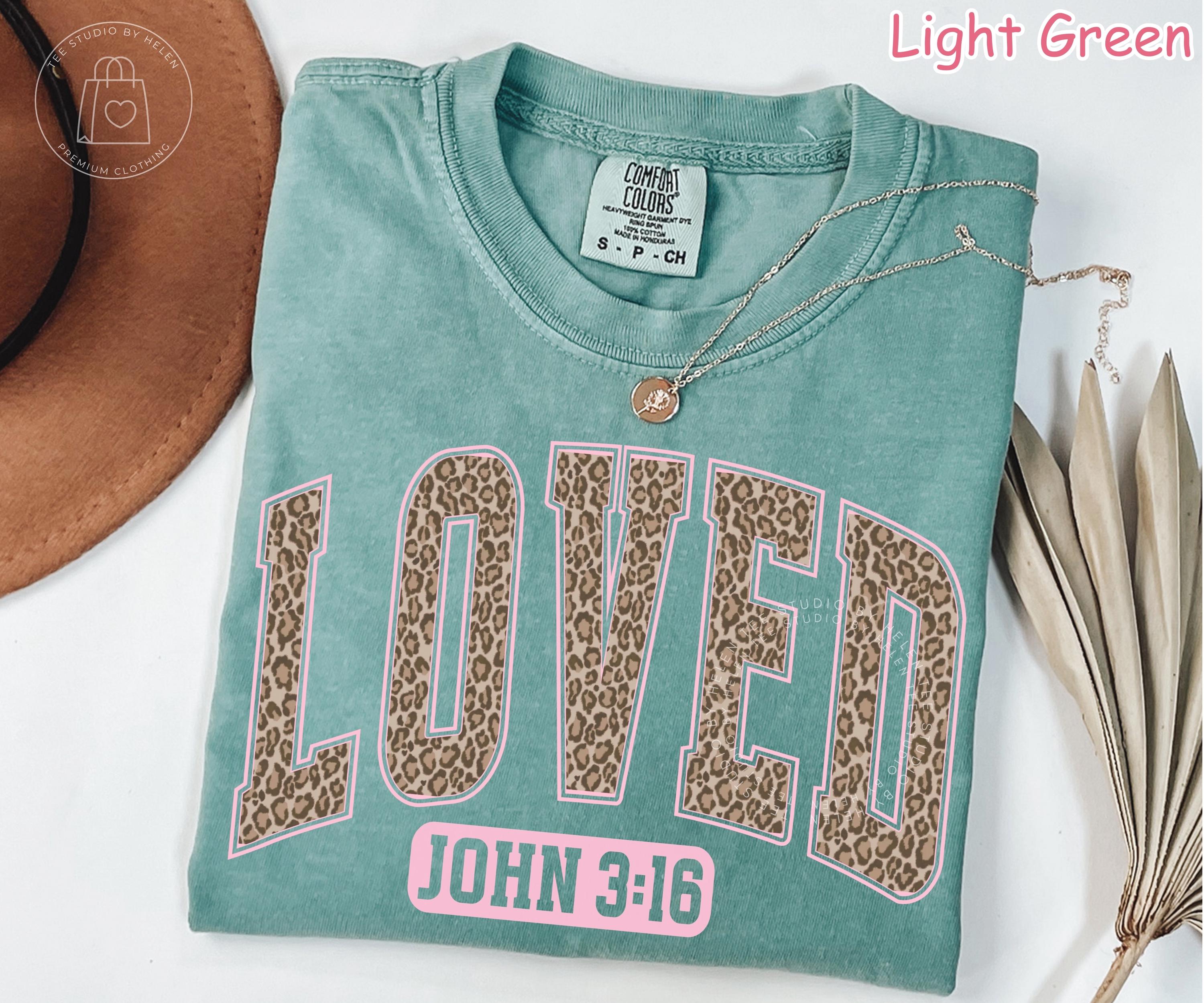 Comfort Colors® Christian Valentine Shirt, Leopard Print Faith Valentines Shirt, Loved John 3:16 Shirt, Religious Women Gift, Bible Verse