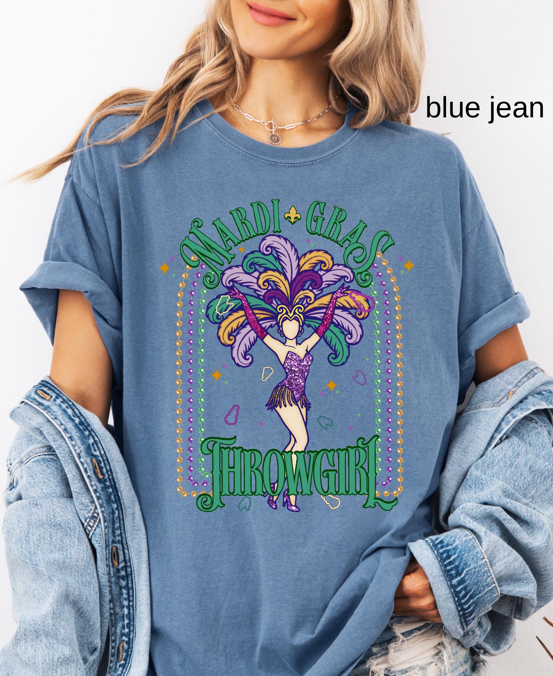 Comfort Colors© Mardi Gras Throwgirl Shirt: Happy Mardi Gras Women Tee Gift her Festival Girl Gift