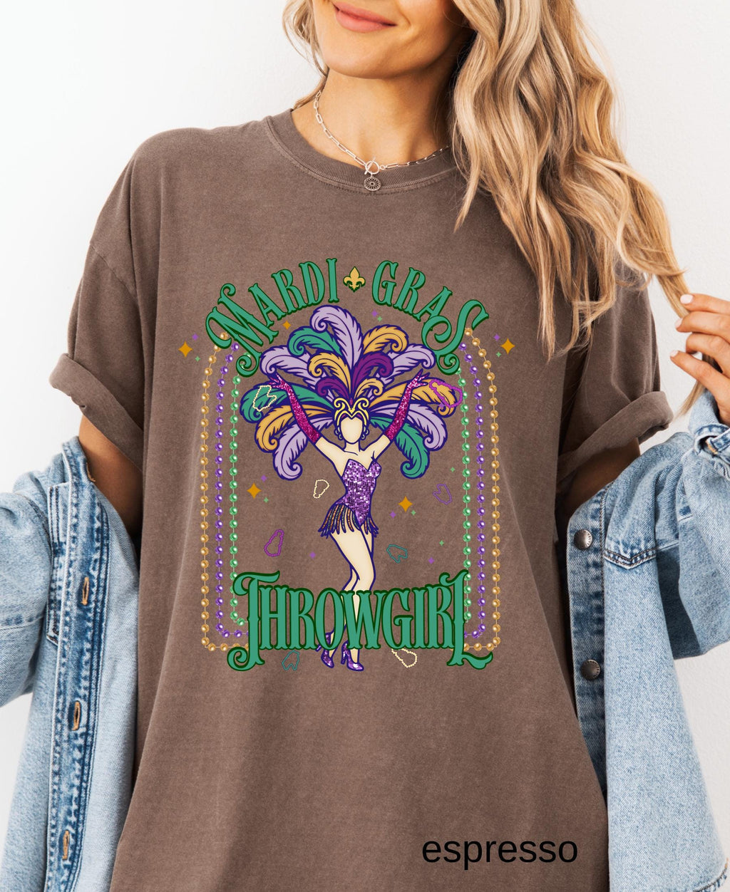 Comfort Colors© Mardi Gras Throwgirl Shirt: Happy Mardi Gras Women Tee Gift her Festival Girl Gift