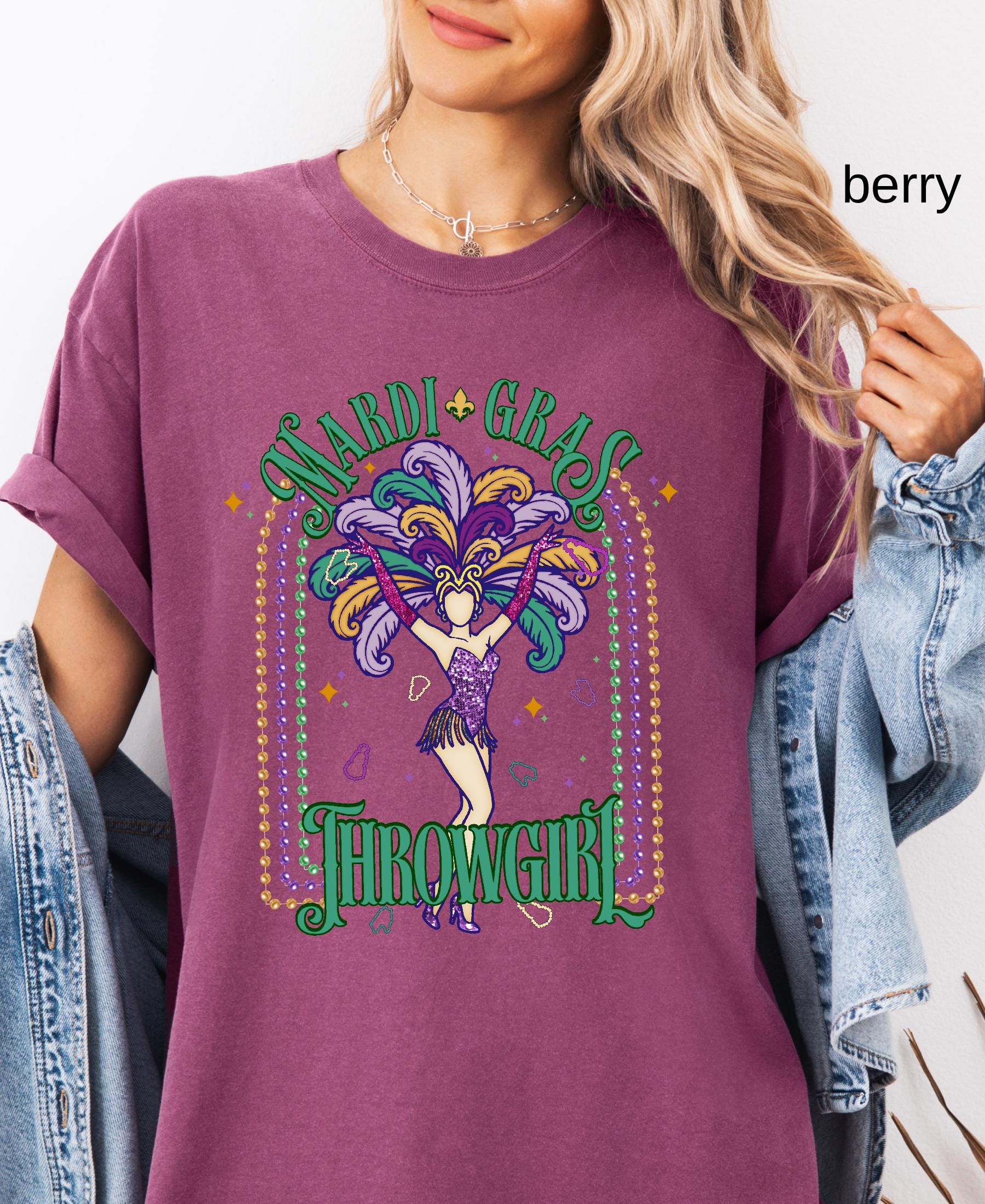 Comfort Colors© Mardi Gras Throwgirl Shirt: Happy Mardi Gras Women Tee Gift her Festival Girl Gift