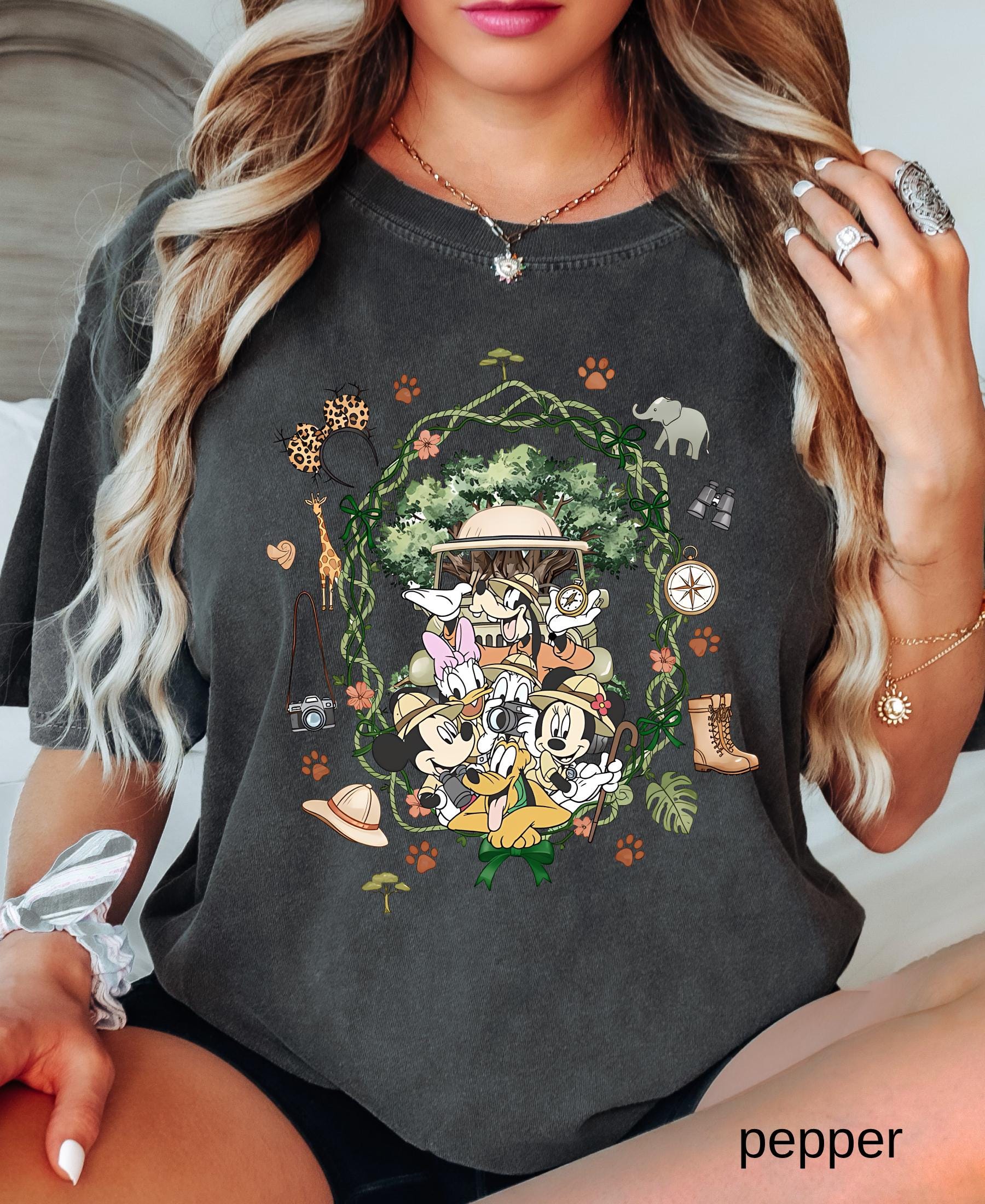 Comfort Colors© Coquette Bow Mickey & Friends Animal Kingdom Shirt: Retro Disney Safari Mode Disneyland Holiday Family Trip Gift