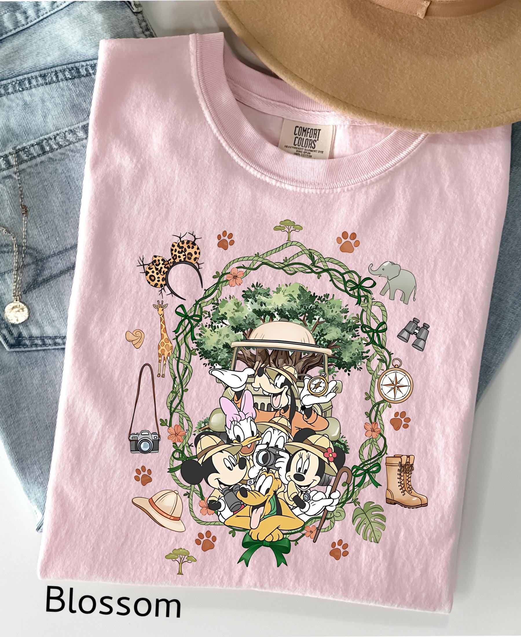 Comfort Colors© Coquette Bow Mickey & Friends Animal Kingdom Shirt: Retro Disney Safari Mode Disneyland Holiday Family Trip Gift