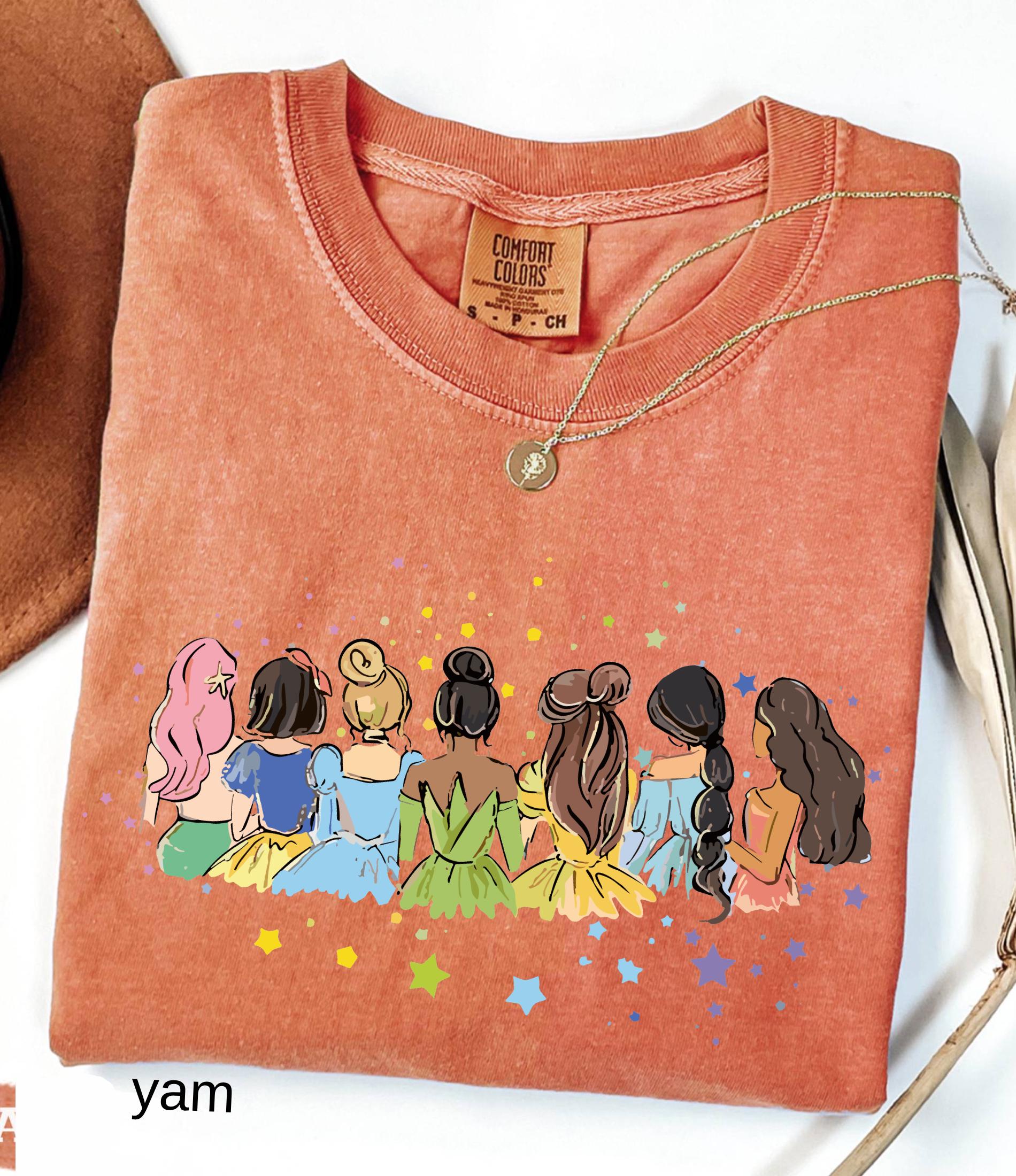 Retro Disney Princess Comfort Colors© Shirt: Watercolor Princess Tee, Disneyland Girly Trip Gift