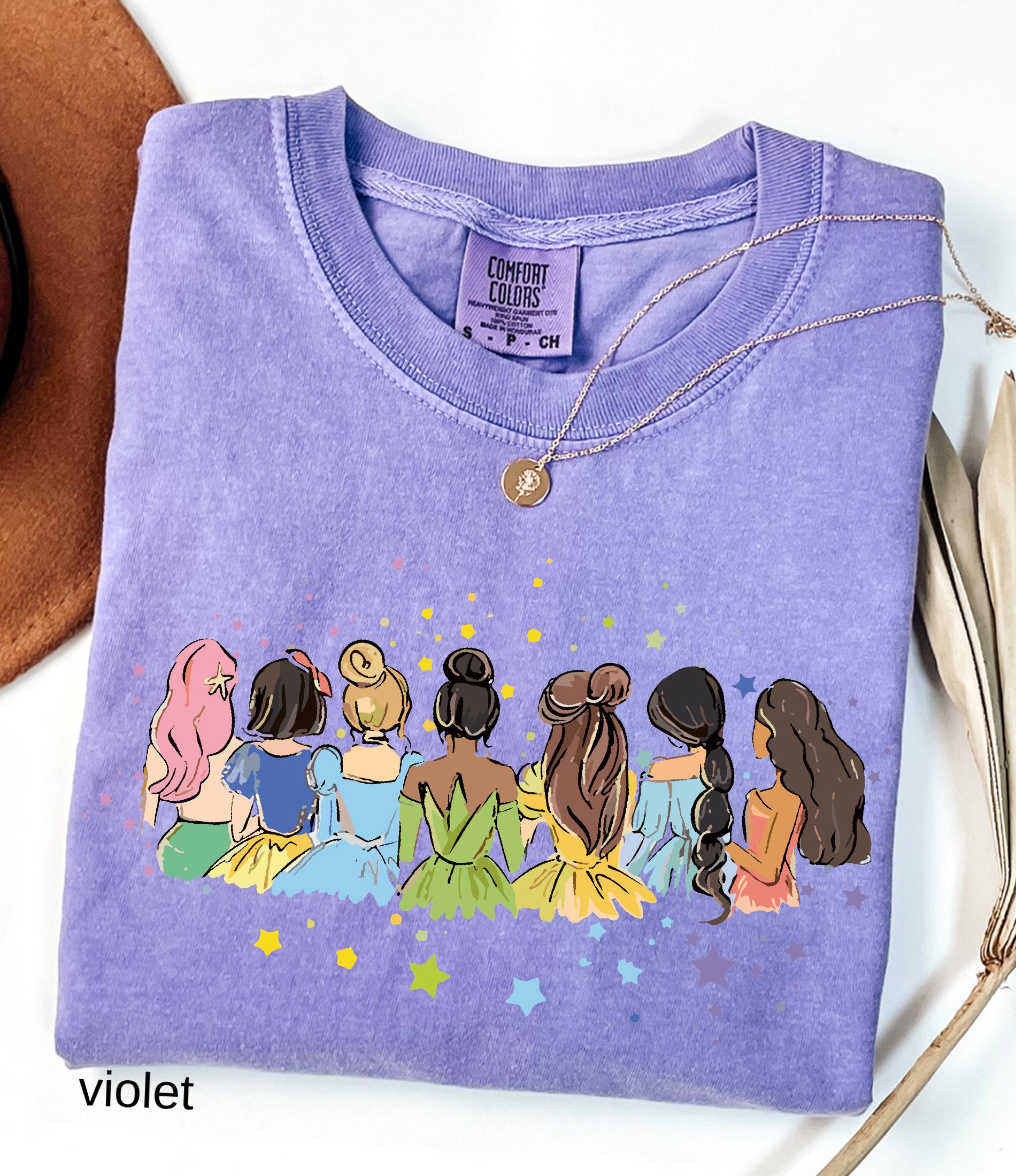 Retro Disney Princess Comfort Colors© Shirt: Watercolor Princess Tee, Disneyland Girly Trip Gift
