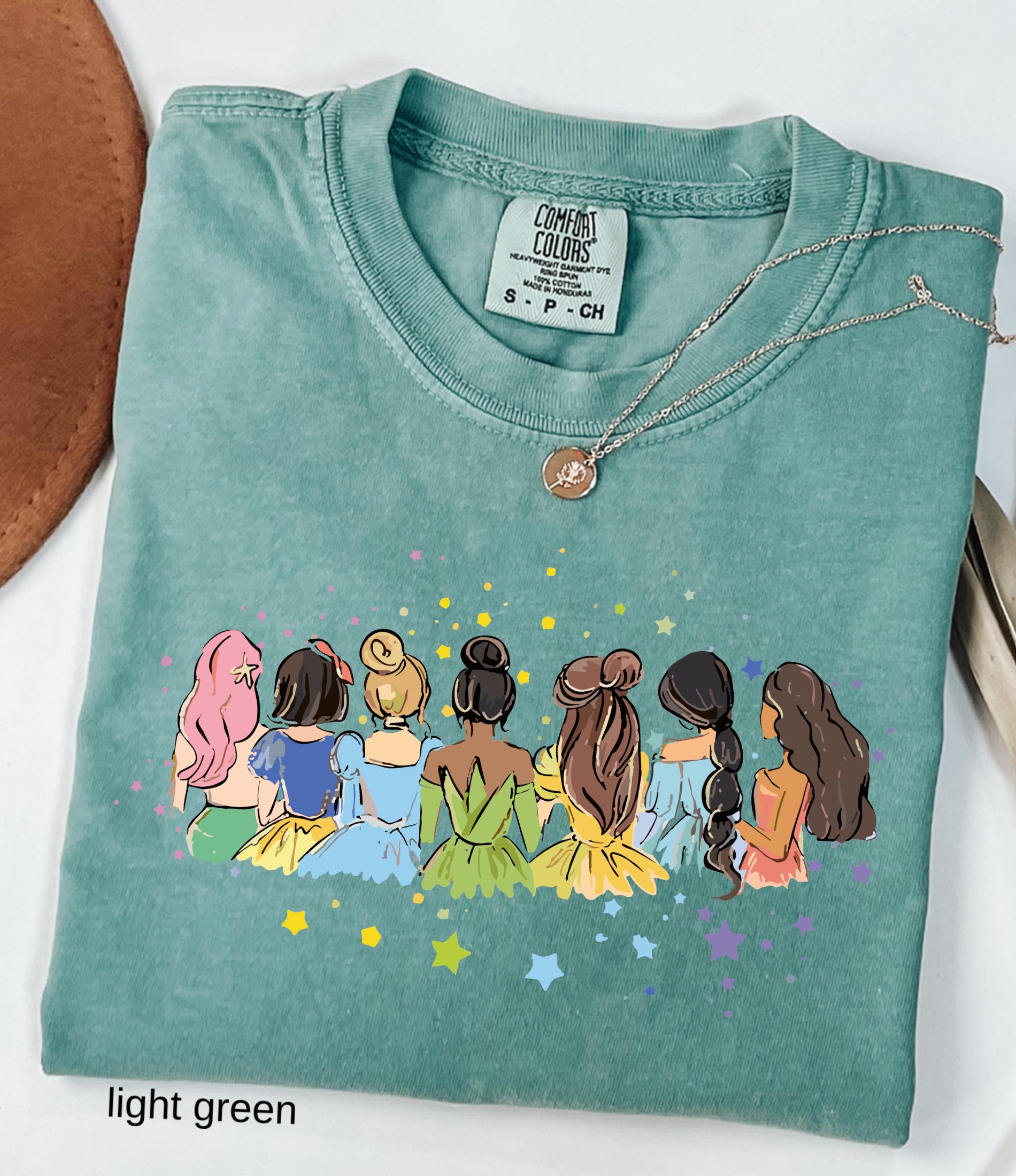 Retro Disney Princess Comfort Colors© Shirt: Watercolor Princess Tee, Disneyland Girly Trip Gift