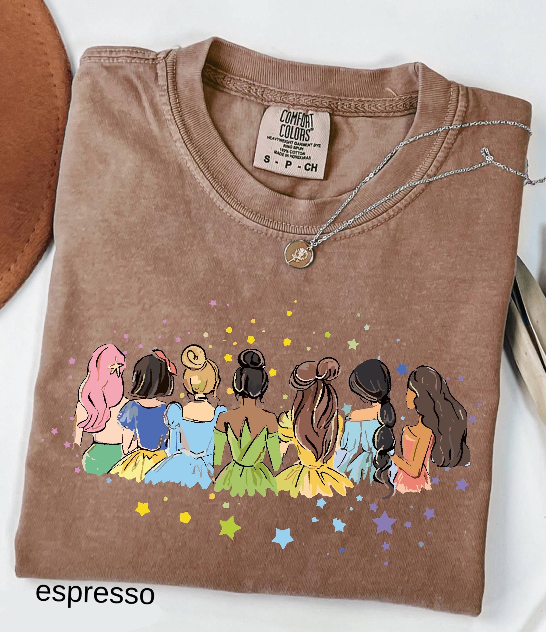 Retro Disney Princess Comfort Colors© Shirt: Watercolor Princess Tee, Disneyland Girly Trip Gift