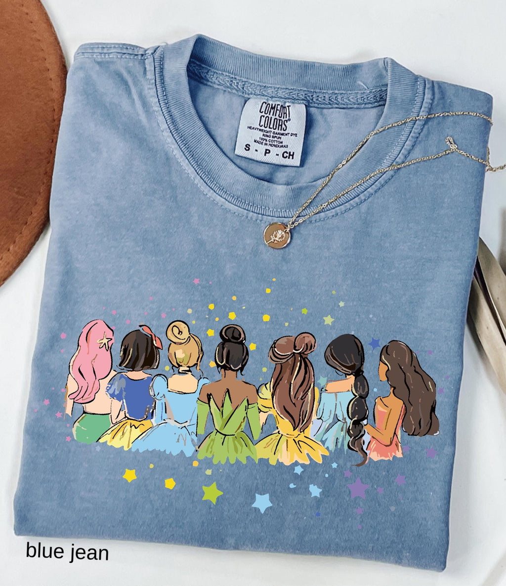 Retro Disney Princess Comfort Colors© Shirt: Watercolor Princess Tee, Disneyland Girly Trip Gift