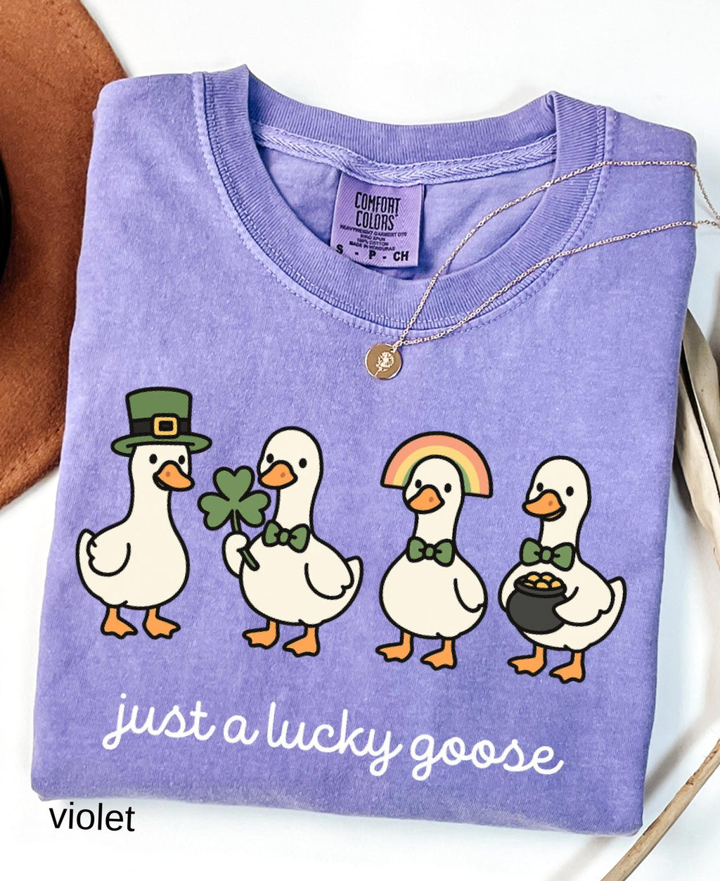 Comfort Colors© Funny St. Patrick's Day Silly Goose Shirt: Holiday Festive Apparel Lucky Clover Irish Gift
