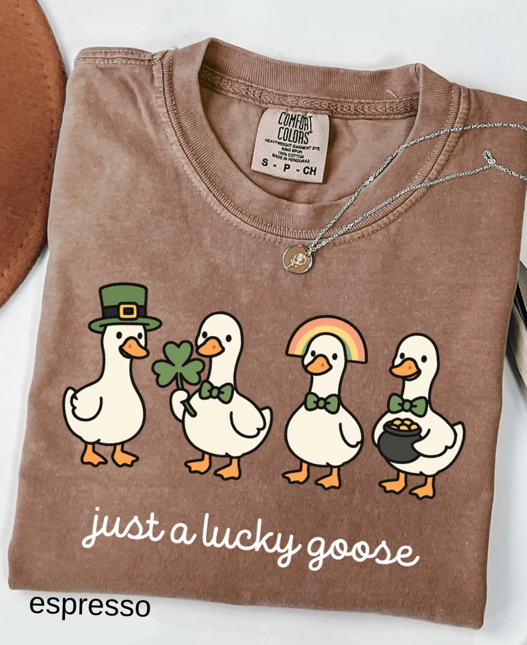 Comfort Colors© Funny St. Patrick's Day Silly Goose Shirt: Holiday Festive Apparel Lucky Clover Irish Gift