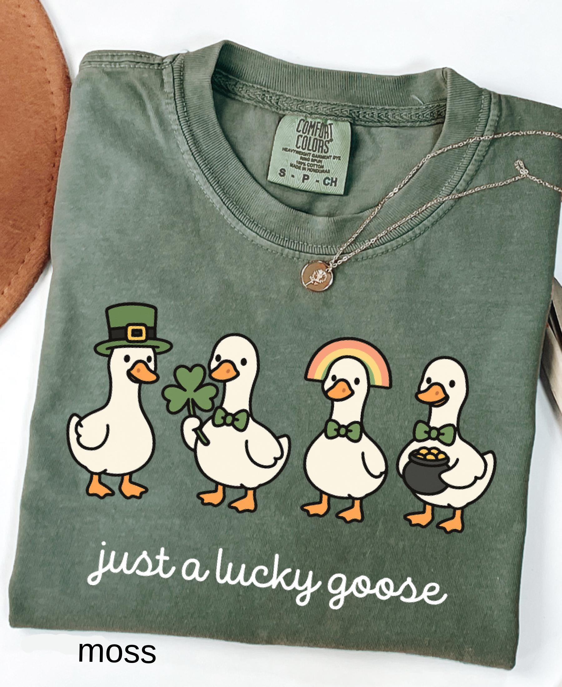Comfort Colors© Funny St. Patrick's Day Silly Goose Shirt: Holiday Festive Apparel Lucky Clover Irish Gift