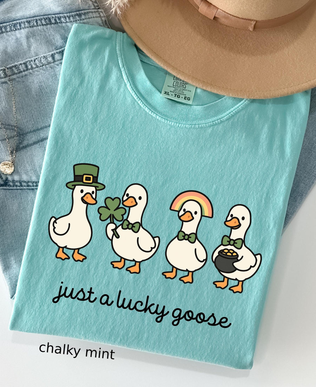 Comfort Colors© Funny St. Patrick's Day Silly Goose Shirt: Holiday Festive Apparel Lucky Clover Irish Gift