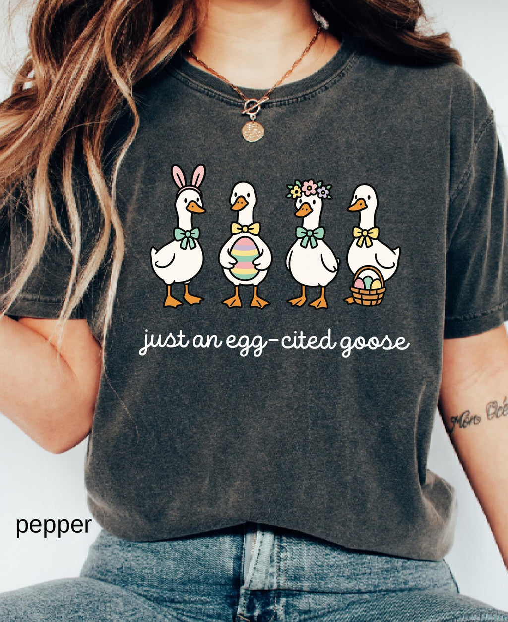 Comfort Colors© Easter Vibes Same Silly Goose Shirt: Funny Coquette Spring Humorous Apparel, Christian Easter Cute Bunny Goose Tee