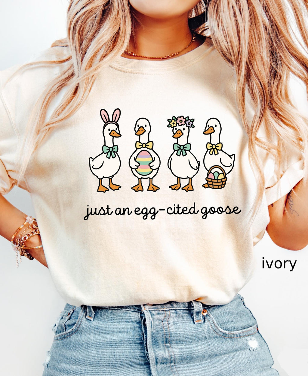 Comfort Colors© Easter Vibes Same Silly Goose Shirt: Funny Coquette Spring Humorous Apparel, Christian Easter Cute Bunny Goose Tee