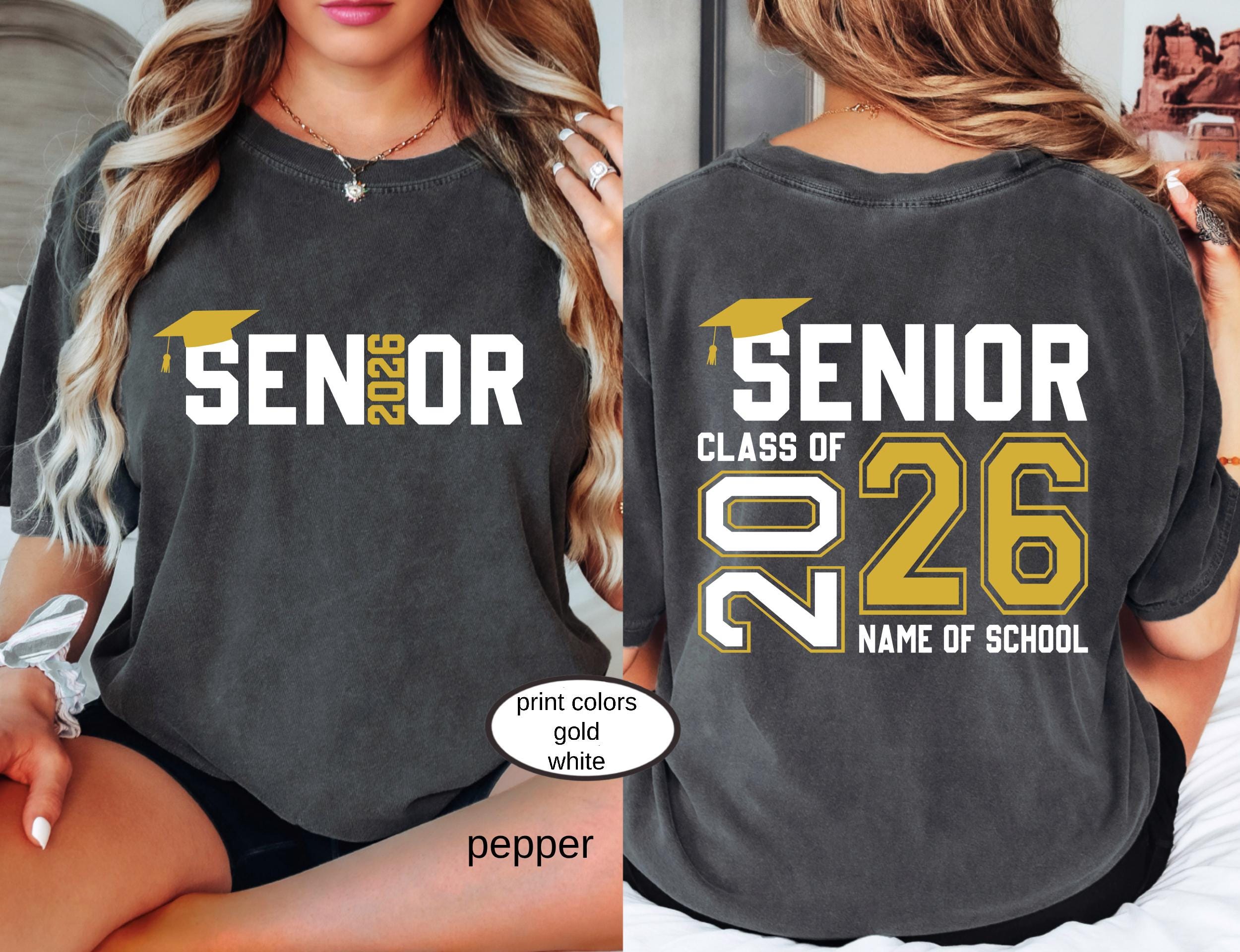 Custom Senior Class of 2026 Comfort Colors© Shirt, High School Graduation Tee, Retro Senior Mom 2026 Gift