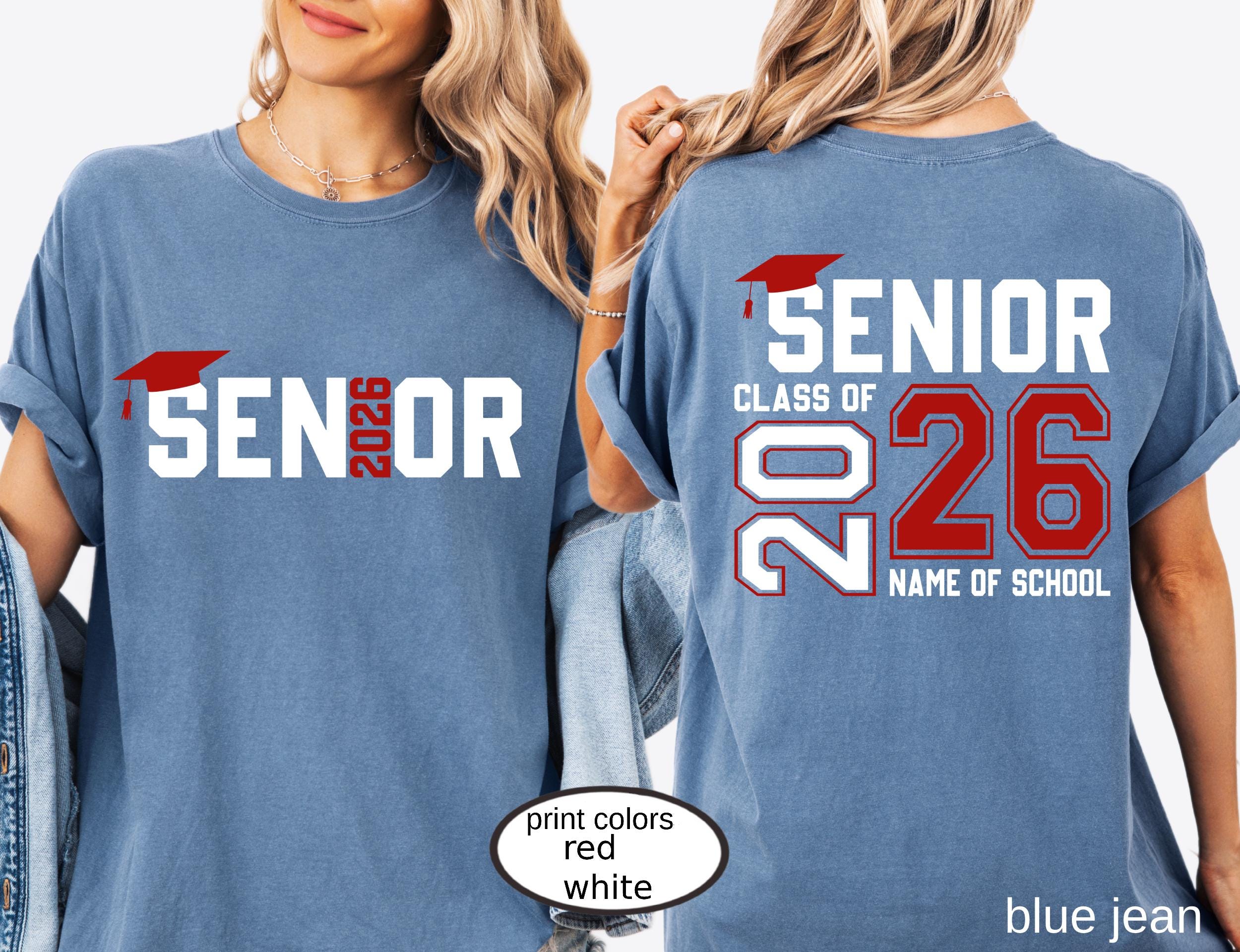 Custom Senior Class of 2026 Comfort Colors© Shirt, High School Graduation Tee, Retro Senior Mom 2026 Gift