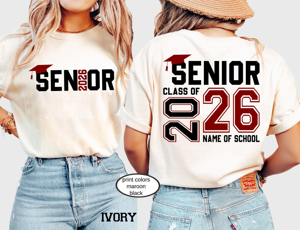 Custom Senior Class of 2026 Comfort Colors© Shirt, High School Graduation Tee, Retro Senior Mom 2026 Gift